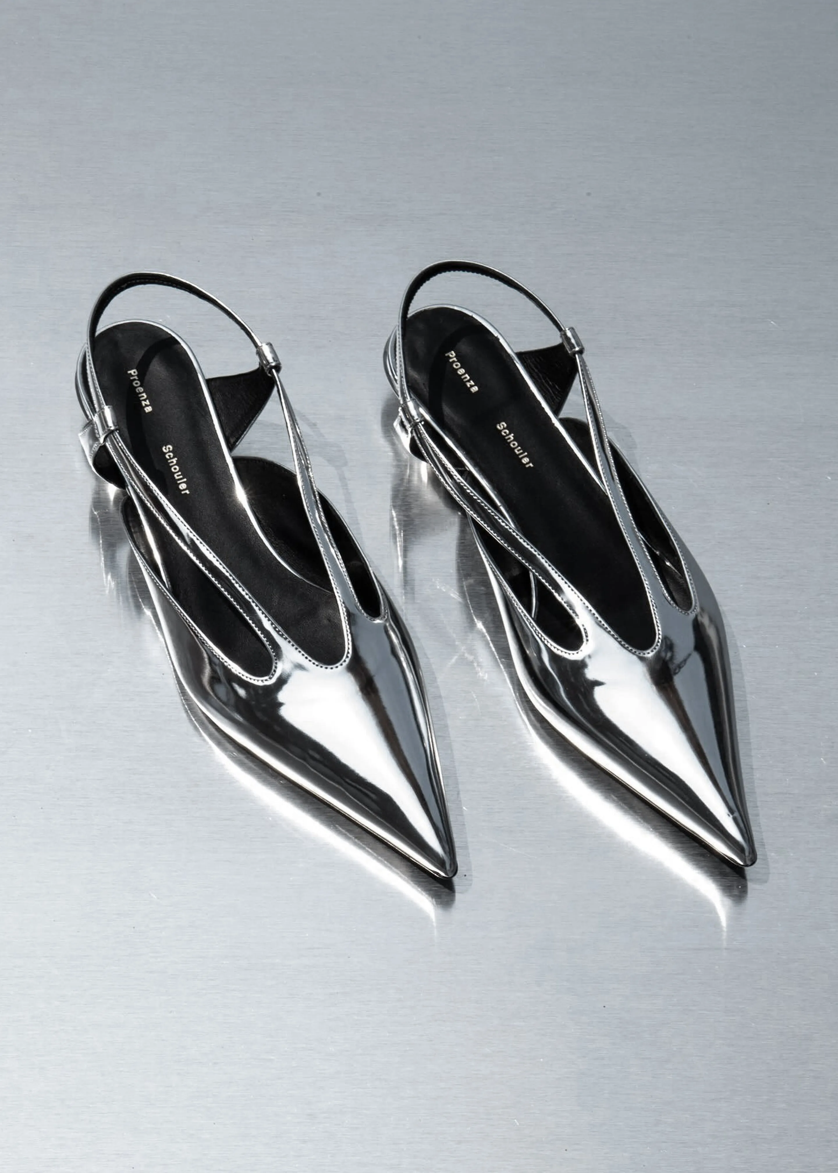 Proenza Schouler Point Slingback Pumps - Silver sold by Frankie Shop