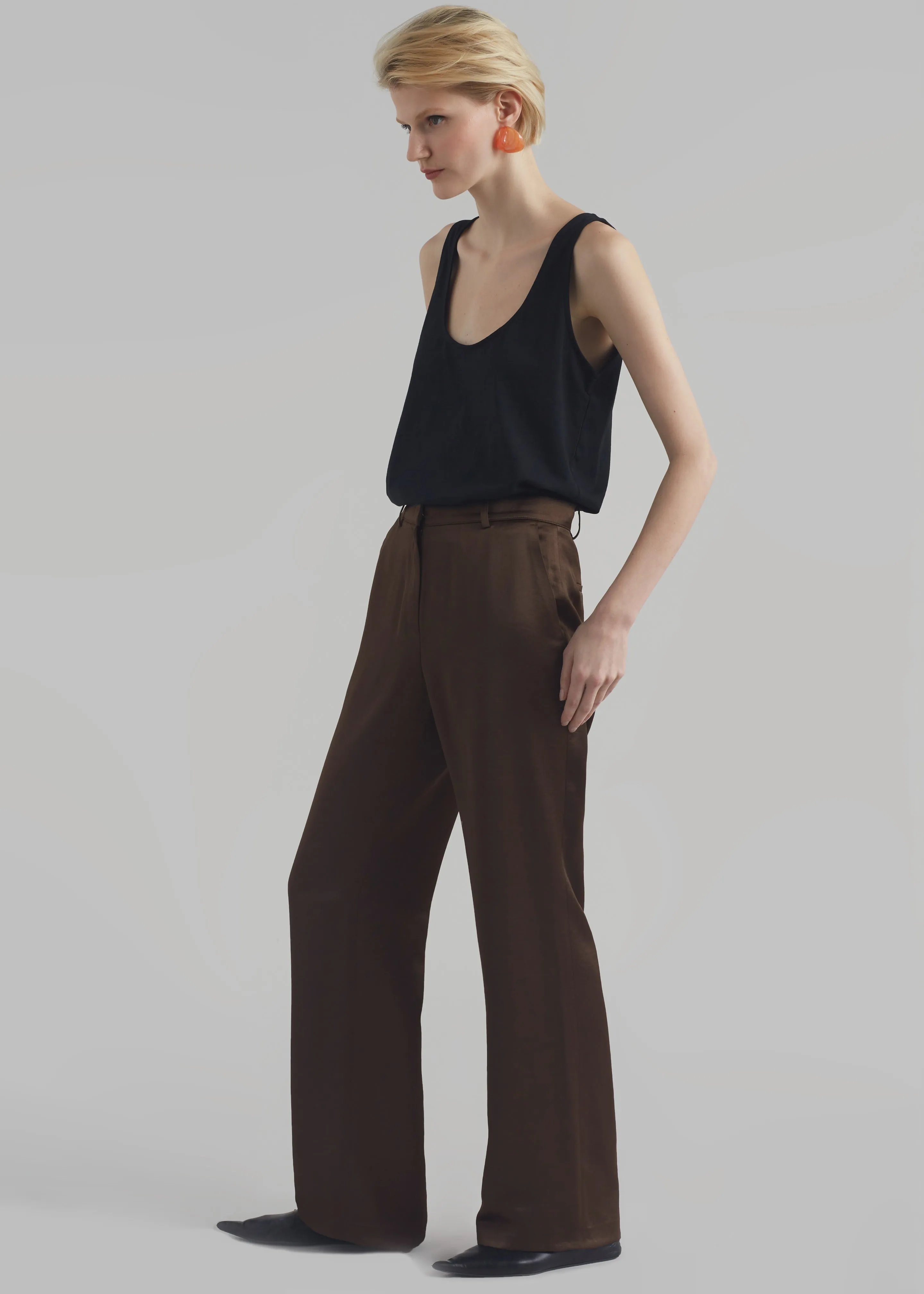 Kit Satin Trousers - Brown sold by Frankie Shop
