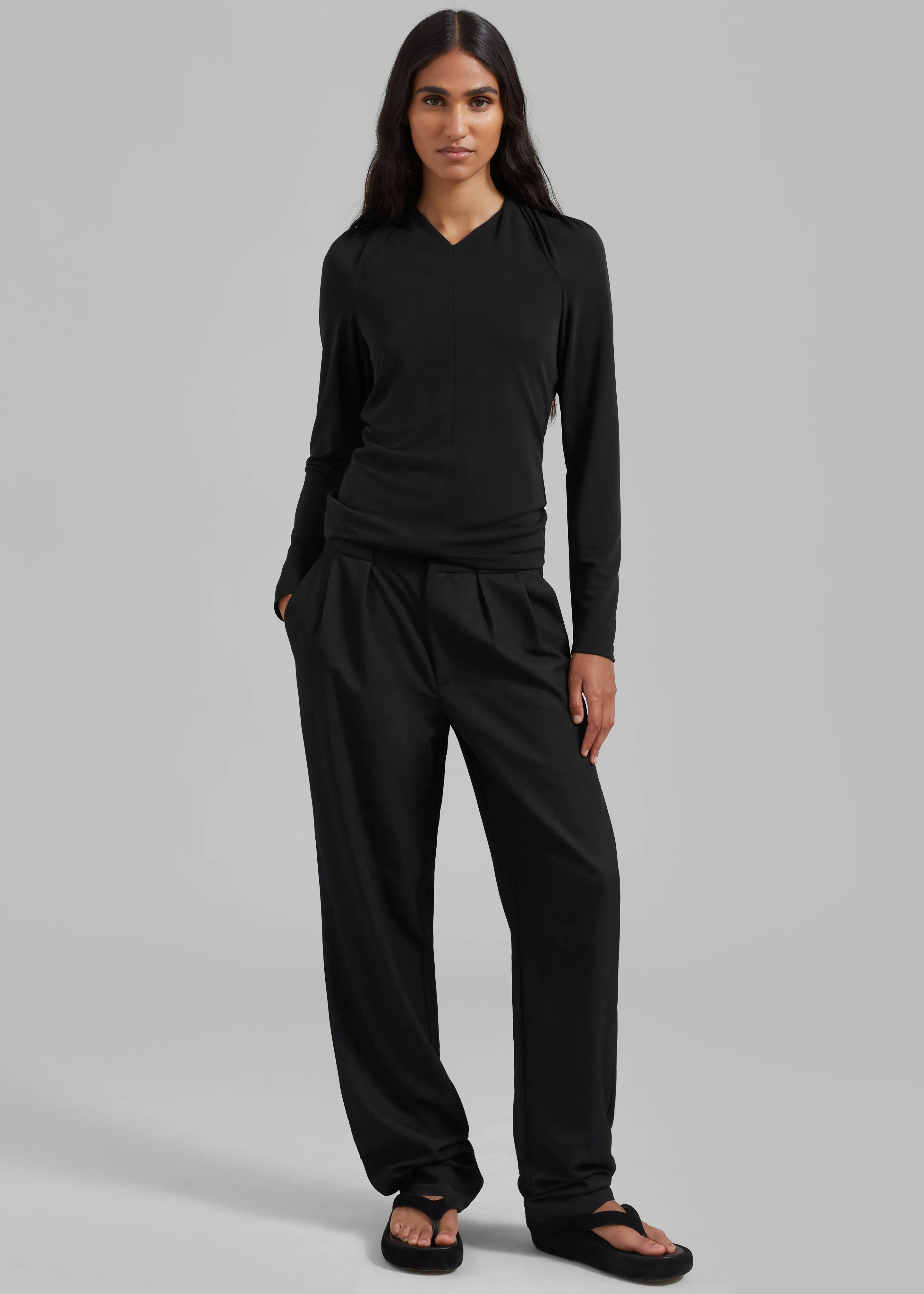 Proenza Schouler White Label Drapey Suiting Trousers - Black sold by Frankie Shop product image thumbnail 2