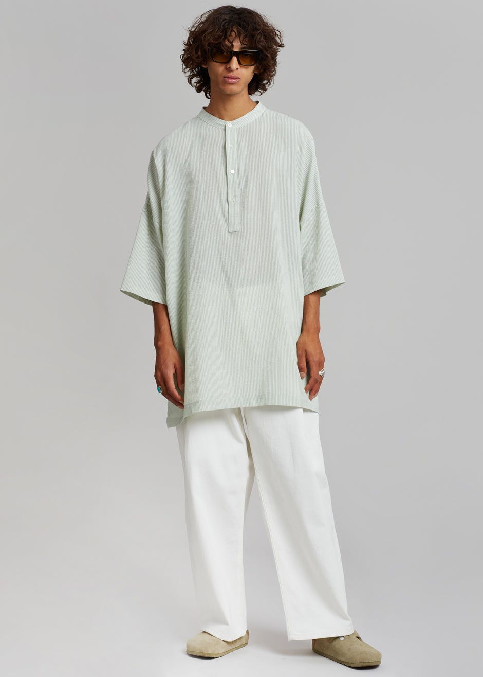 Teo Oversized Collarless Shirt - Light Celadon sold by Frankie Shop product image thumbnail 4