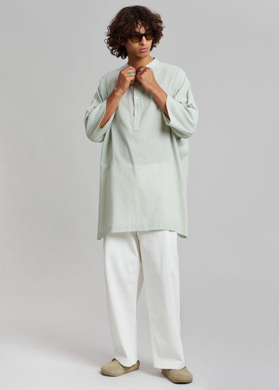Teo Oversized Collarless Shirt - Light Celadon sold by Frankie Shop
