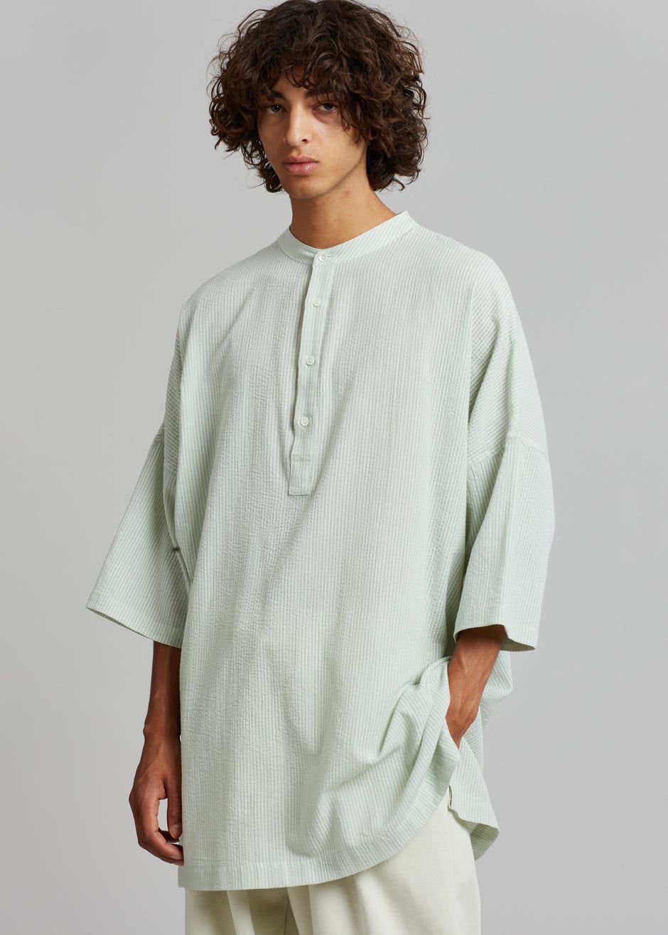 Teo Oversized Collarless Shirt - Light Celadon sold by Frankie Shop product image thumbnail 3