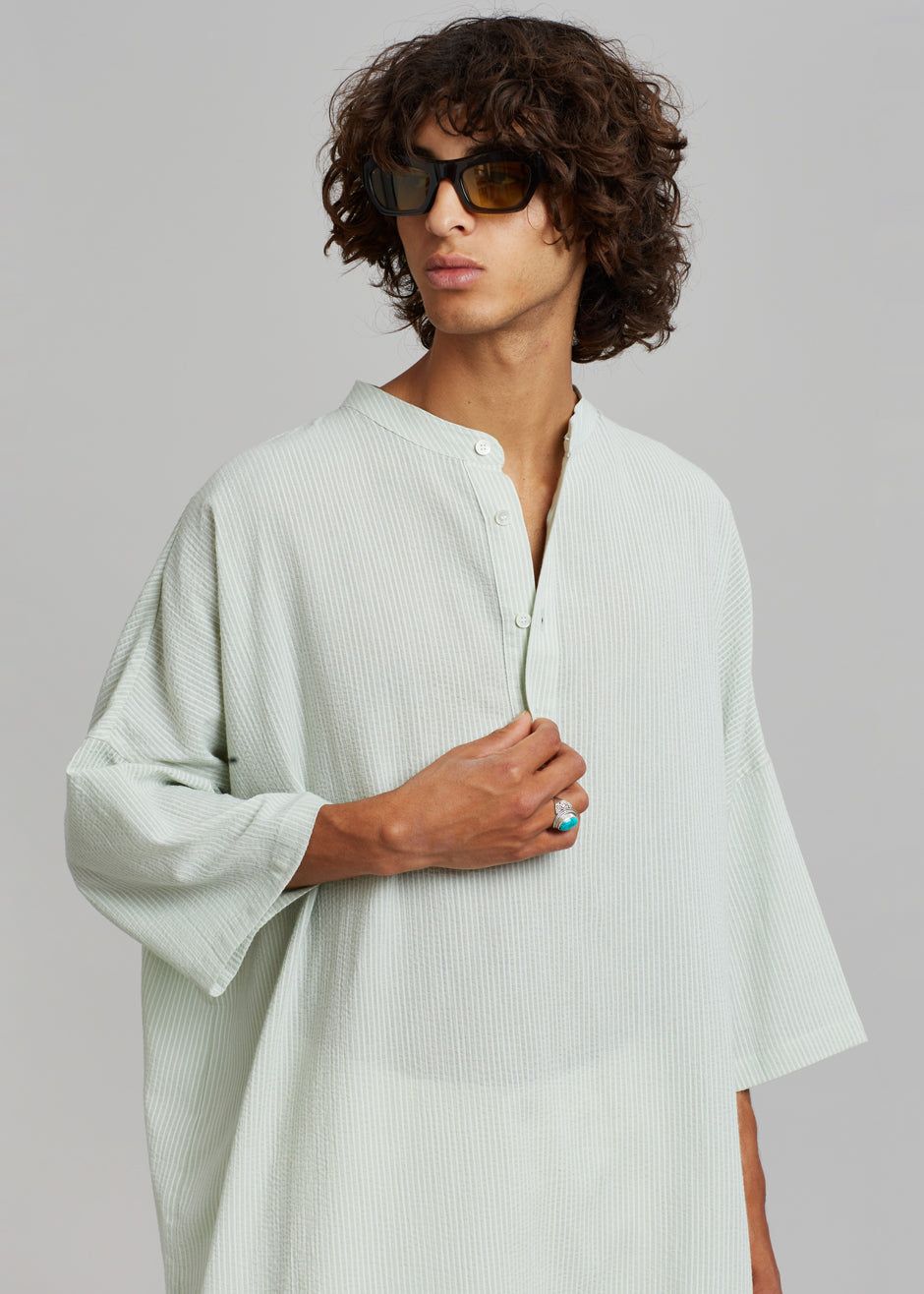 Teo Oversized Collarless Shirt - Light Celadon sold by Frankie Shop product image thumbnail 5