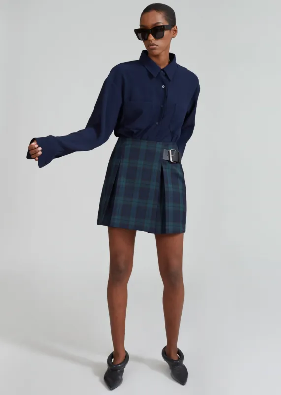 Beryl Tartan Skirt - Navy/Green made by Frankie Shop