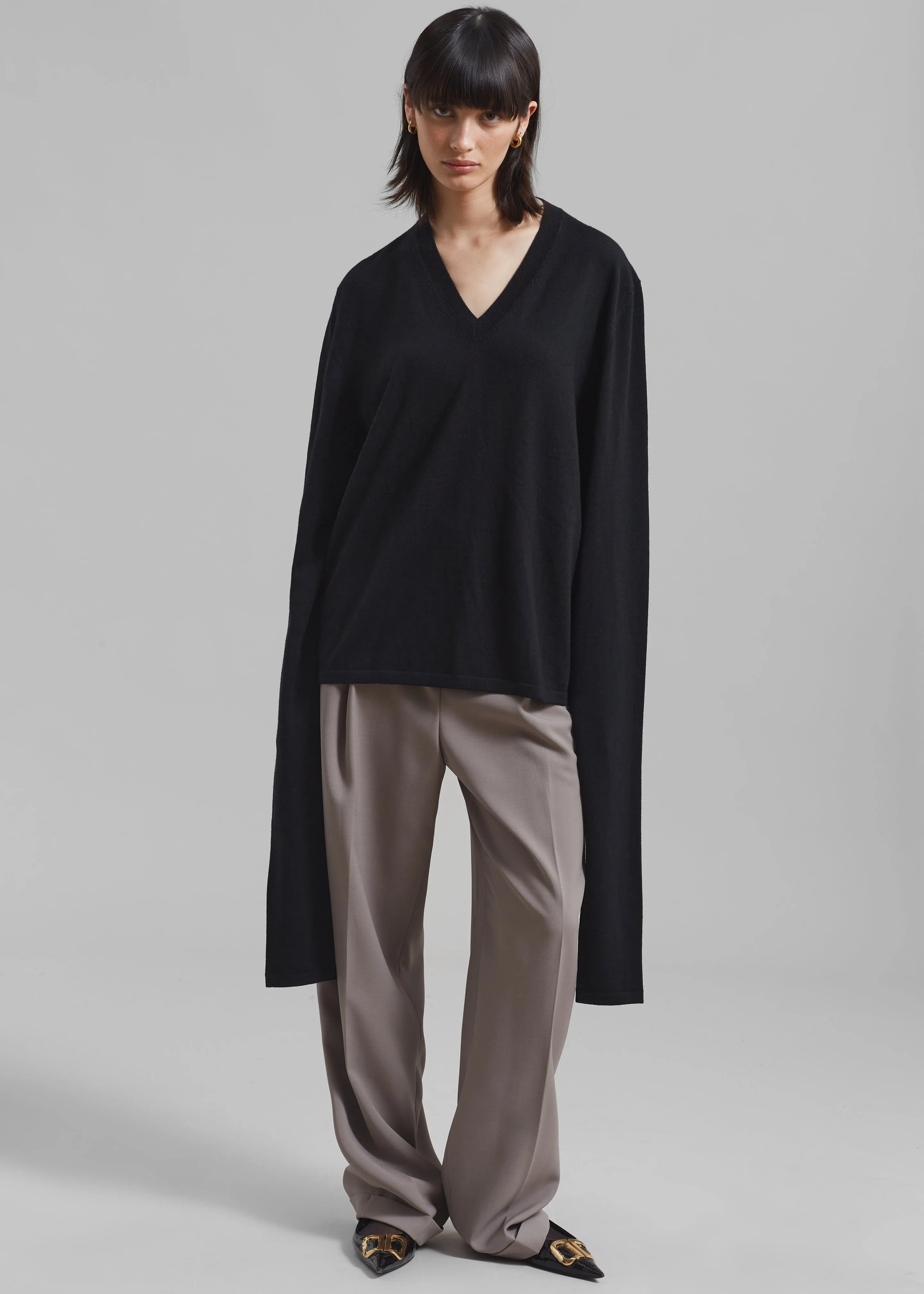 Selma Extra Long Sleeve Merino Wool Pullover - Black sold by Frankie Shop product image thumbnail 2