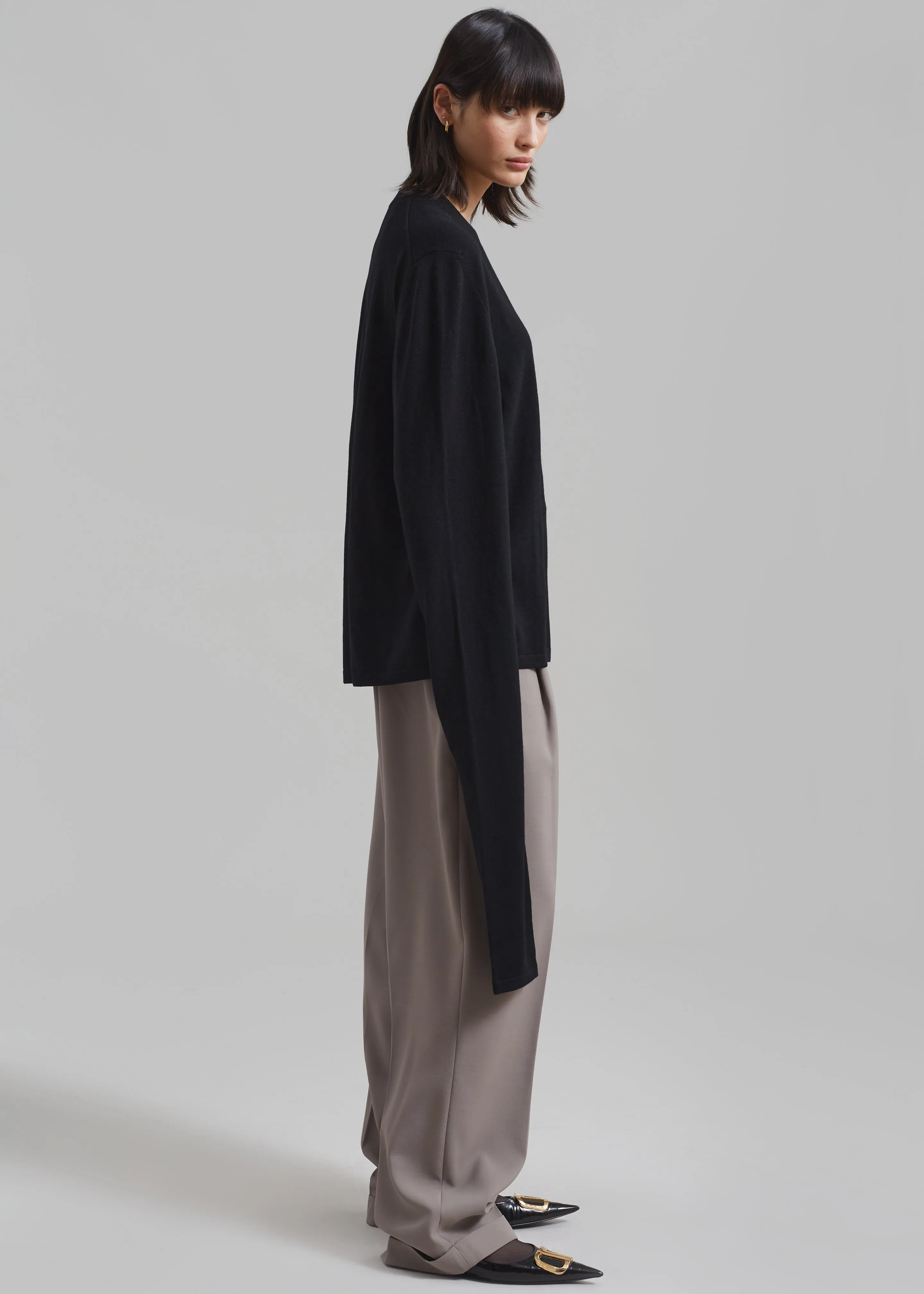 Selma Extra Long Sleeve Merino Wool Pullover - Black sold by Frankie Shop product image thumbnail 5