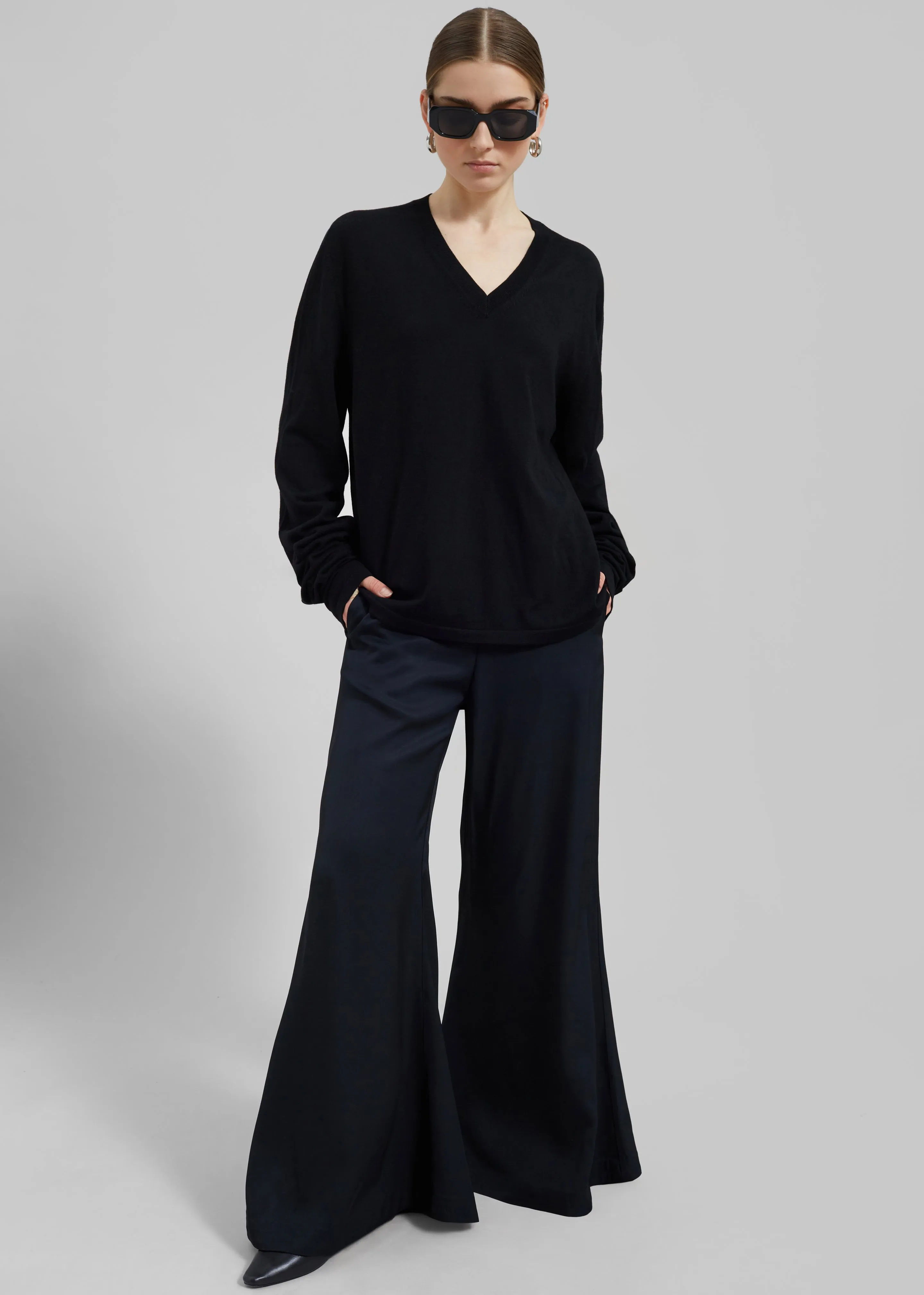 Selma Extra Long Sleeve Merino Wool Pullover - Black sold by Frankie Shop product image thumbnail 3