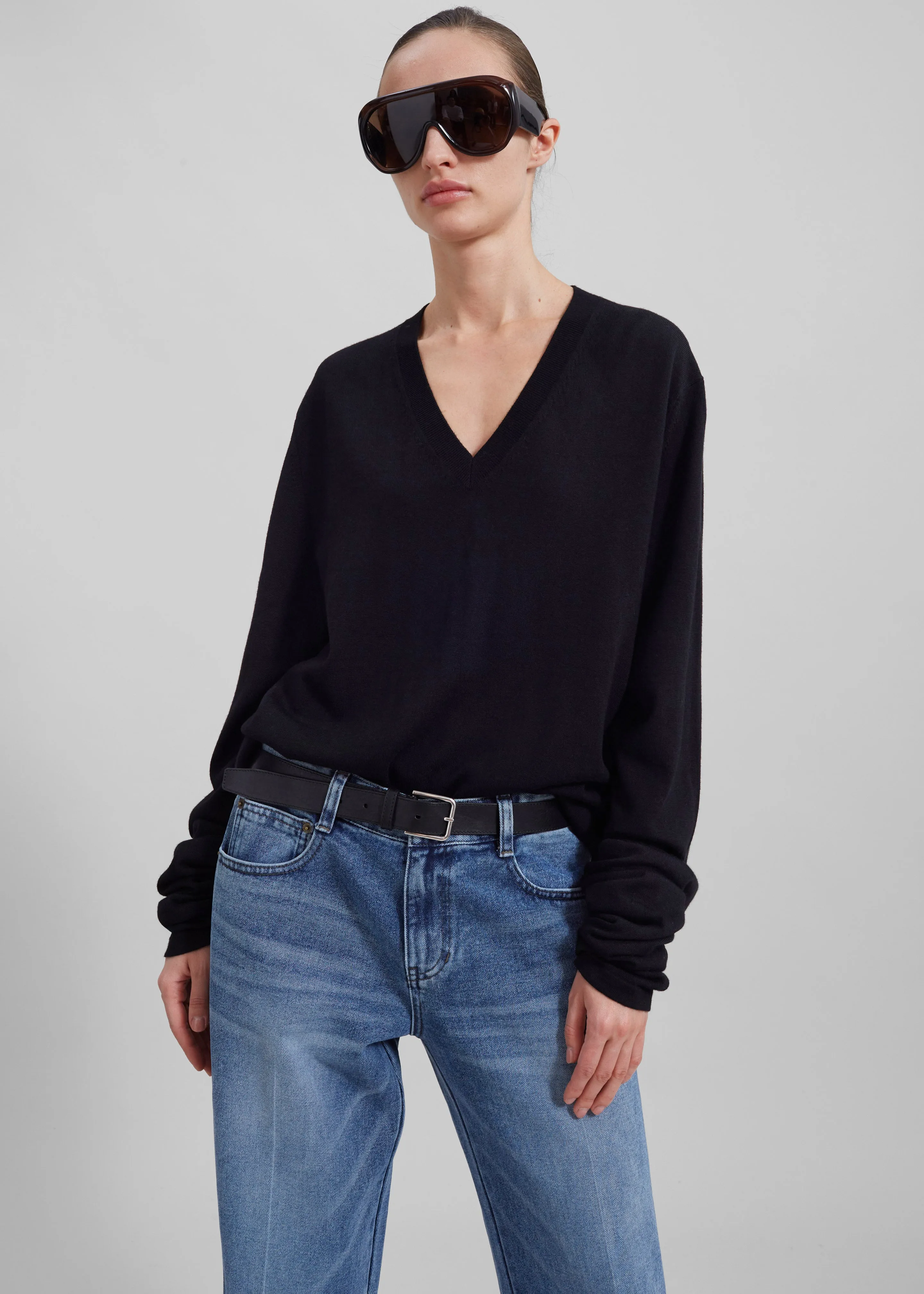 Selma Extra Long Sleeve Merino Wool Pullover - Black sold by Frankie Shop product image thumbnail 4