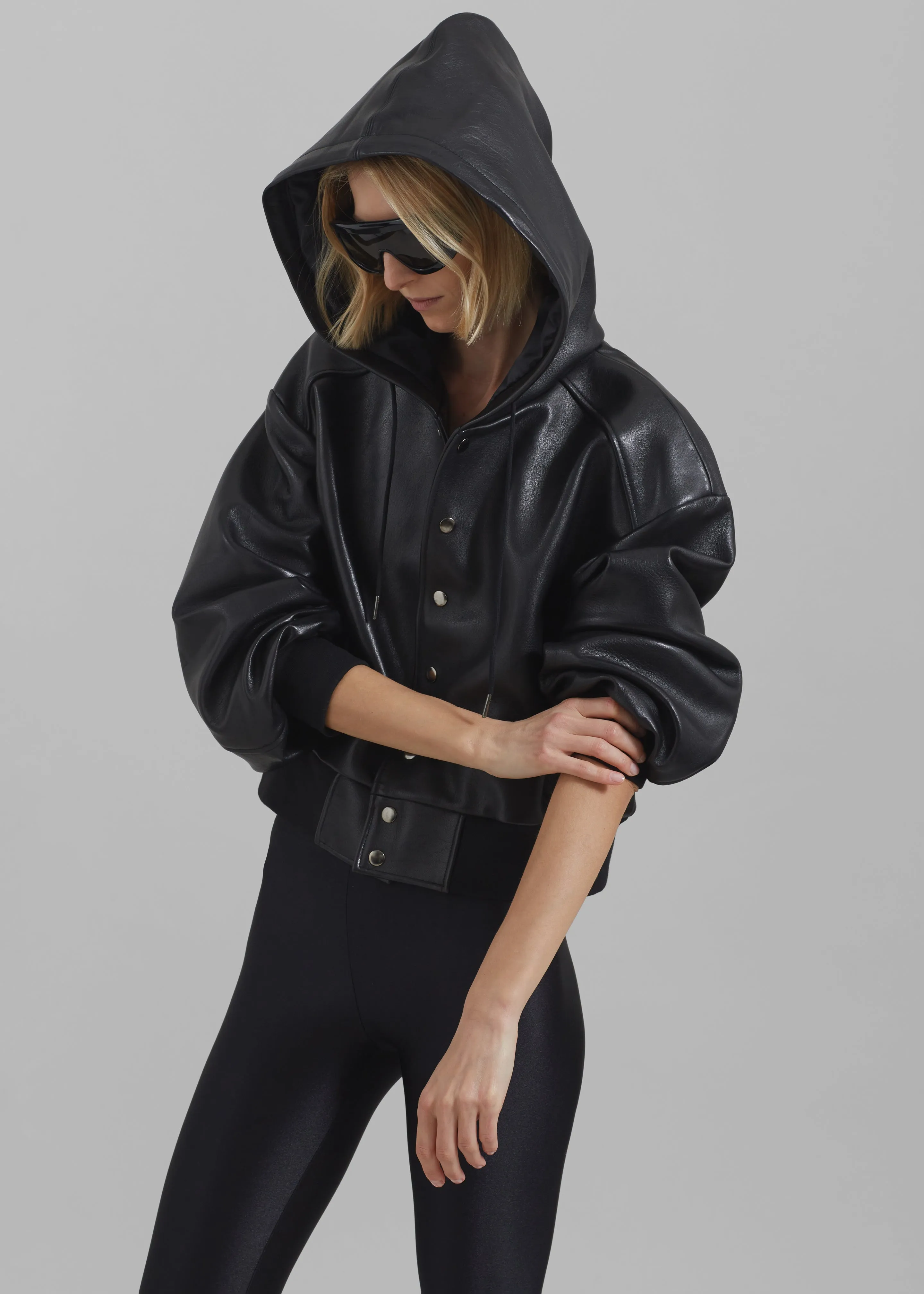 Rai Leather Hooded Bomber - Black sold by Frankie Shop product image thumbnail 4