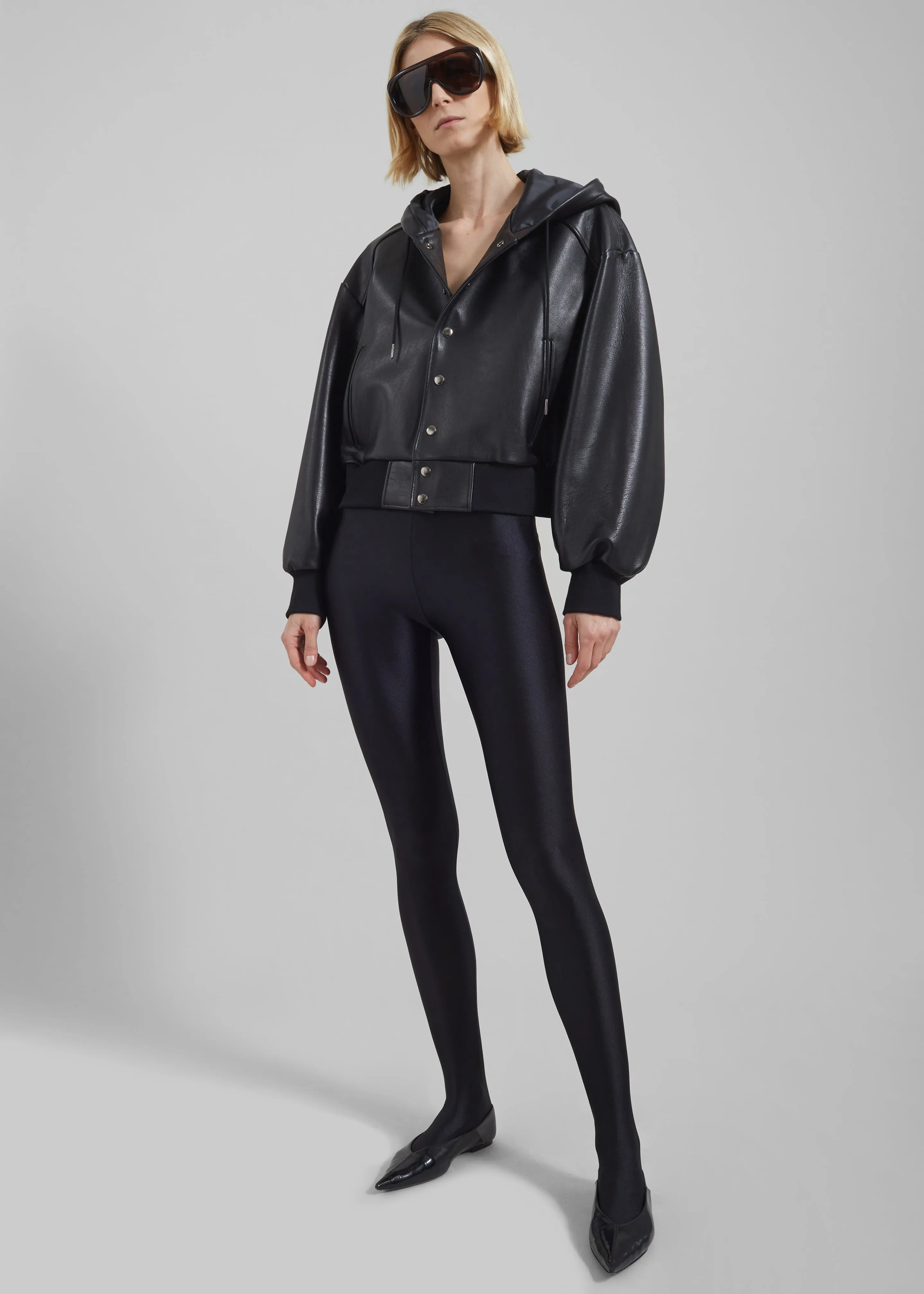 Rai Leather Hooded Bomber - Black sold by Frankie Shop product image thumbnail 3