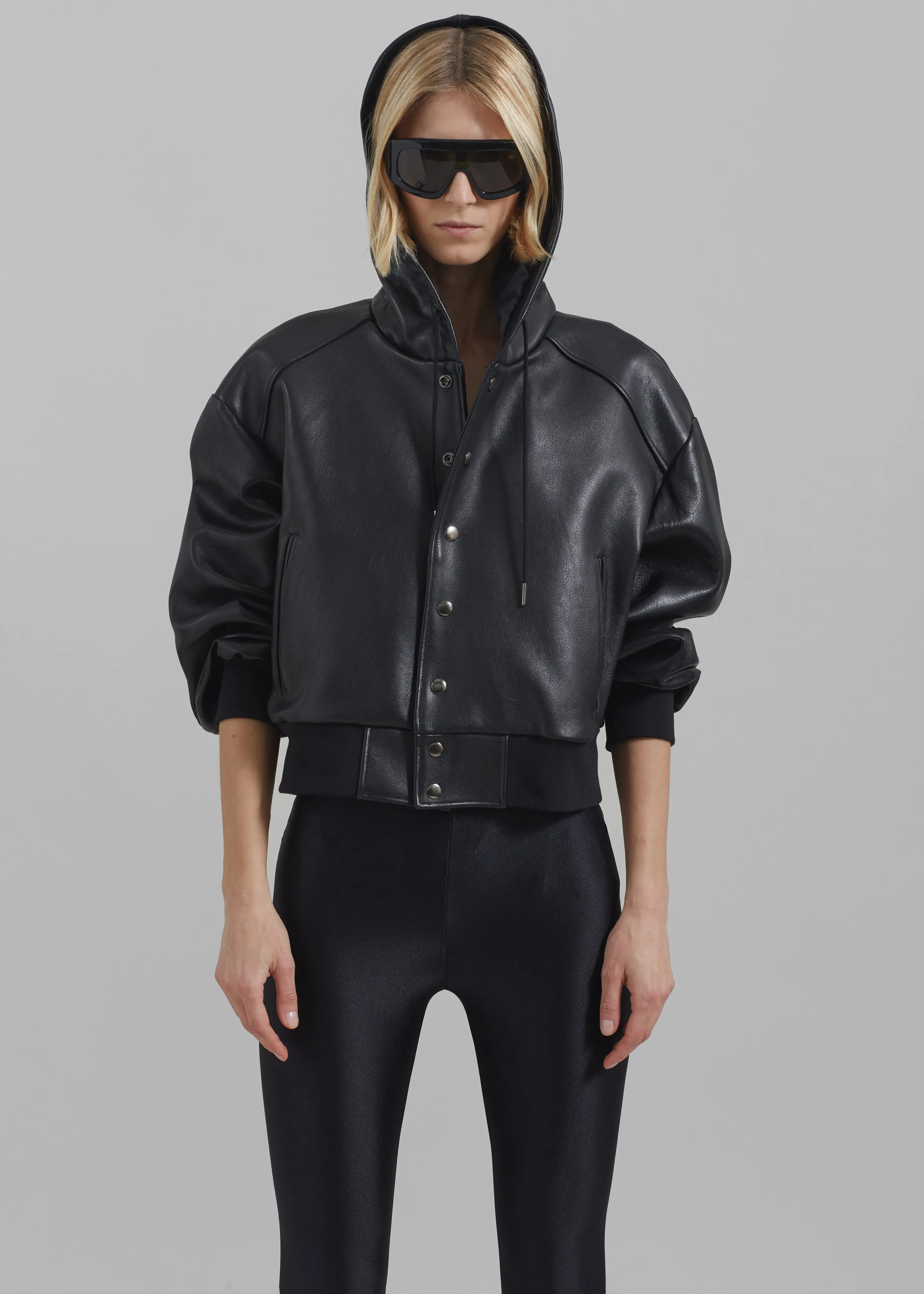 Rai Leather Hooded Bomber - Black sold by Frankie Shop product image thumbnail 5