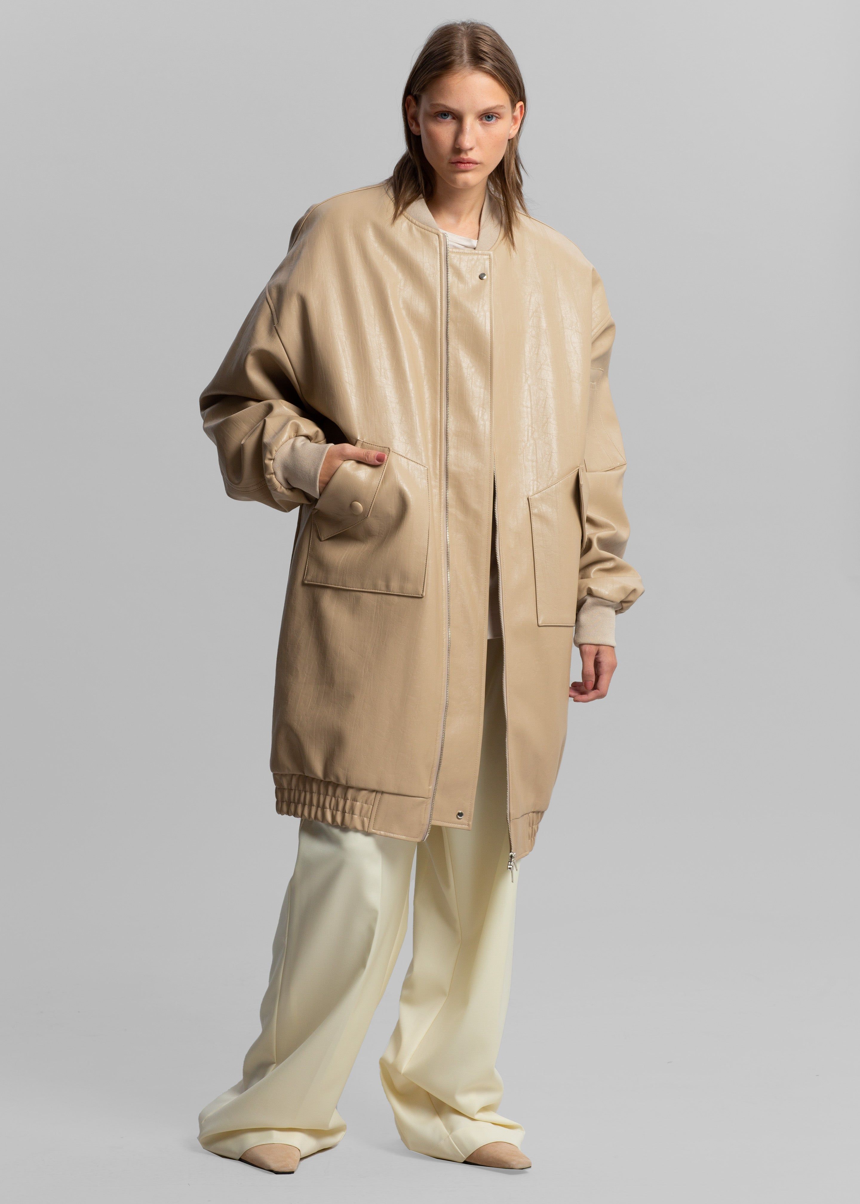 Jesse Long Faux Leather Bomber - Beige sold by Frankie Shop product image thumbnail 18
