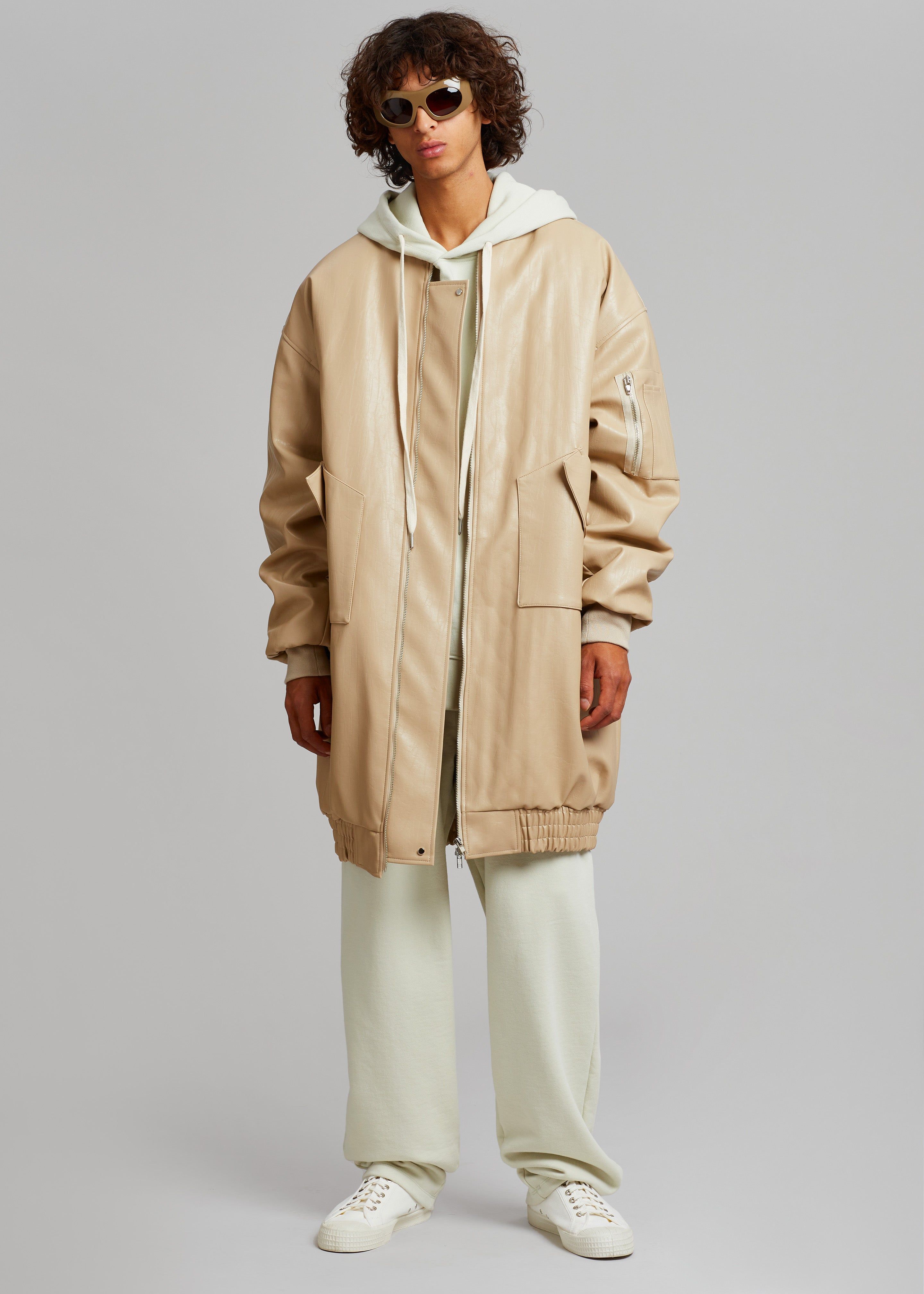 Jesse Long Faux Leather Bomber - Beige sold by Frankie Shop product image thumbnail 14