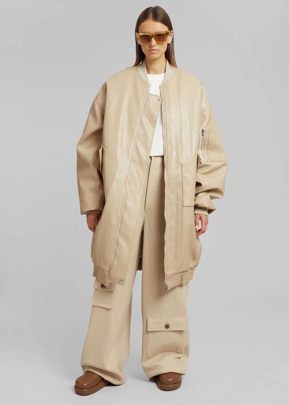 Jesse Long Faux Leather Bomber - Beige sold by Frankie Shop product image thumbnail 6