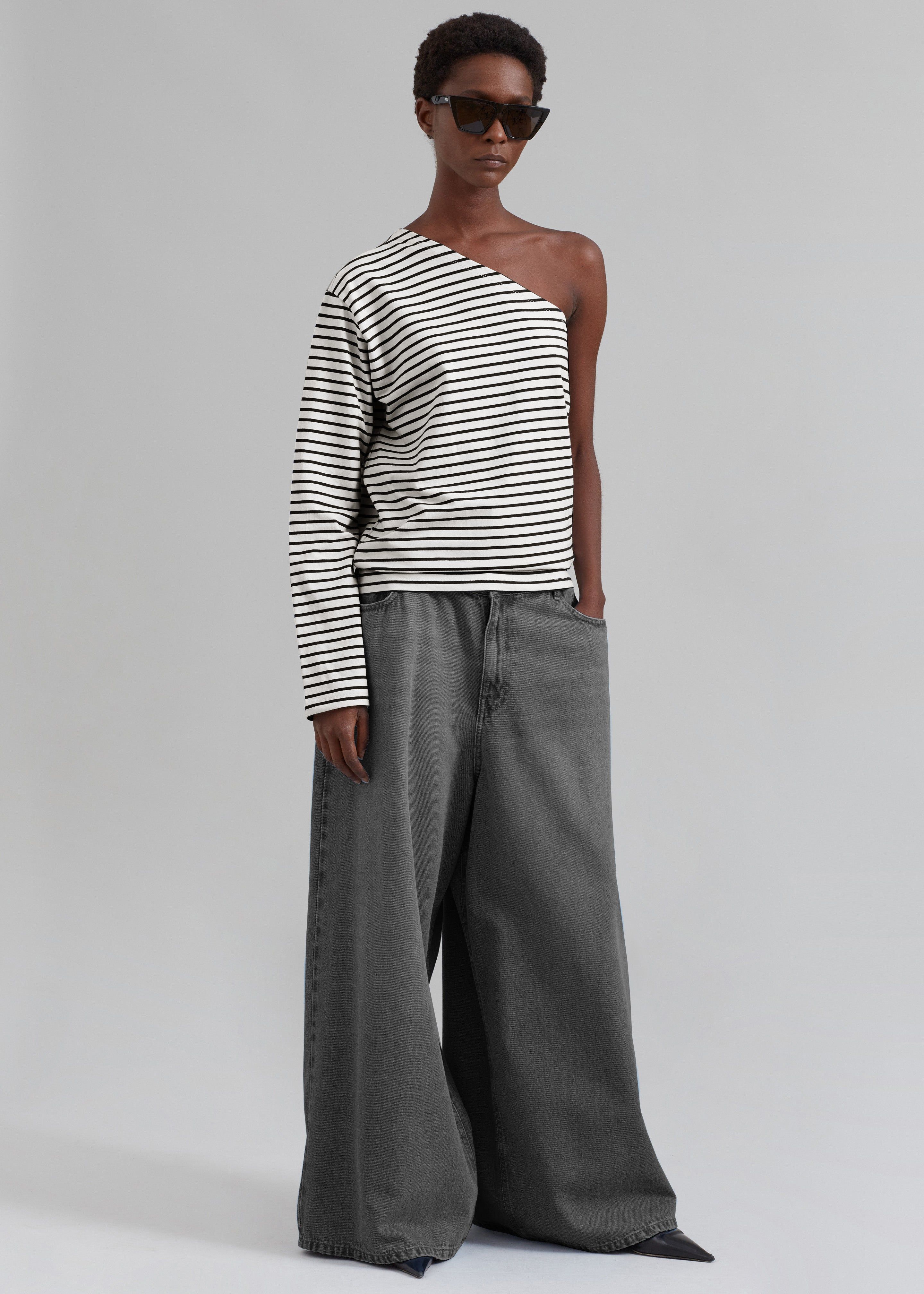 Jean One Shoulder Top - Black Stripe sold by Frankie Shop product image thumbnail 3