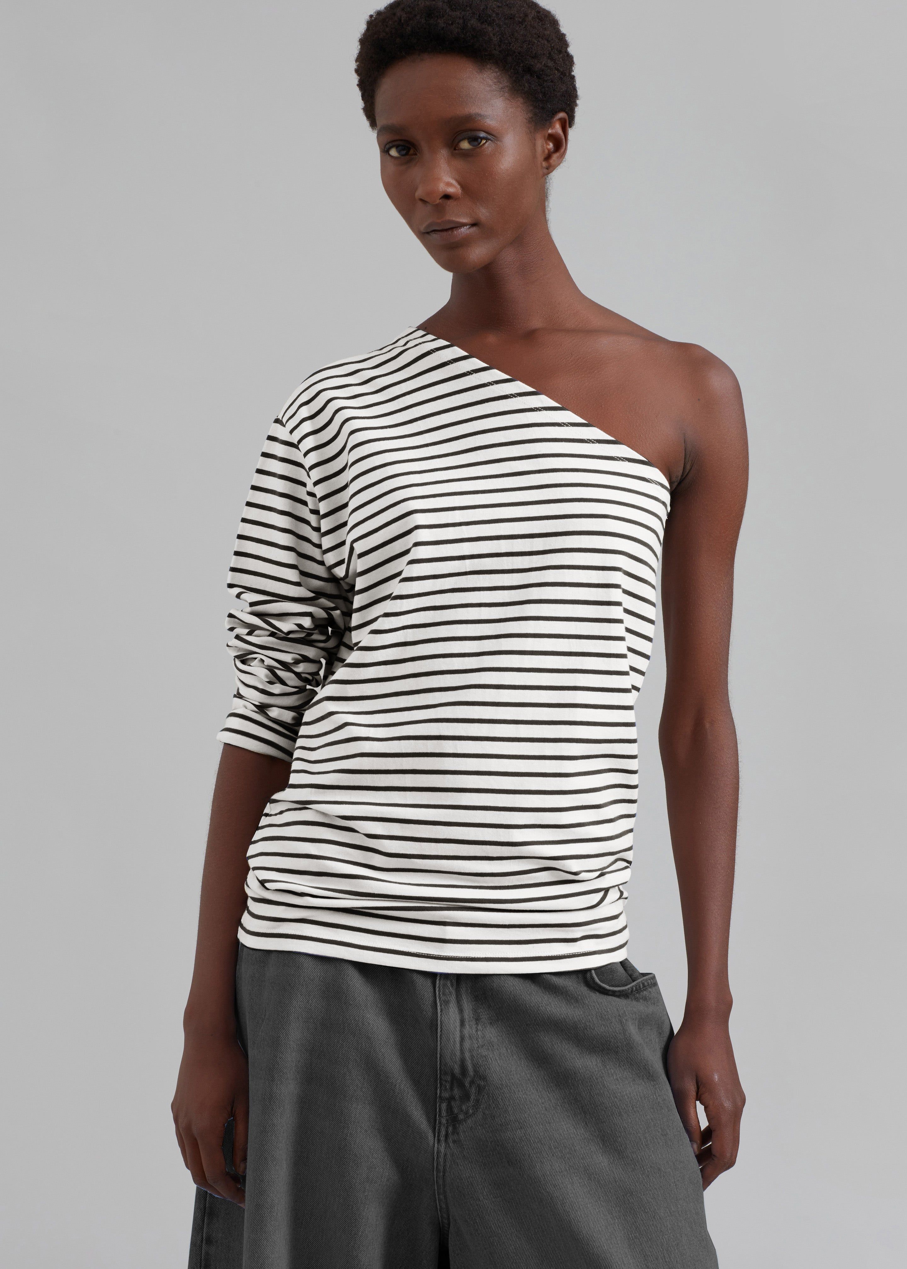 Jean One Shoulder Top - Black Stripe sold by Frankie Shop product image thumbnail 5
