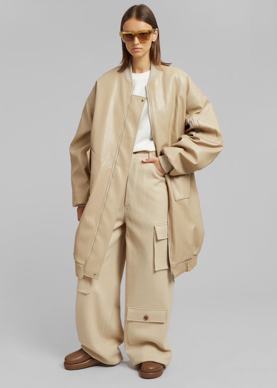 Jesse Long Faux Leather Bomber - Beige sold by Frankie Shop product image thumbnail 8