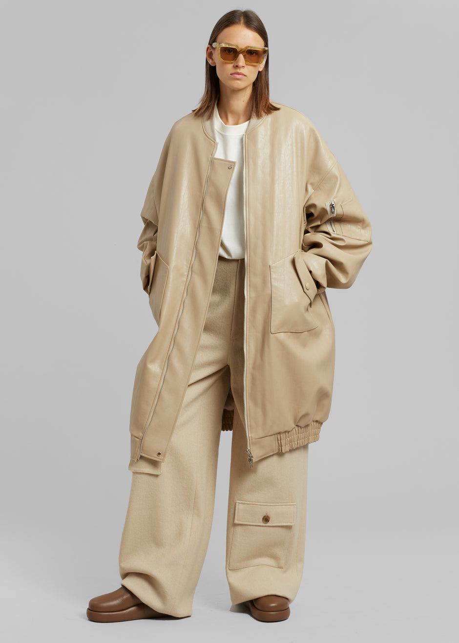 Jesse Long Faux Leather Bomber - Beige sold by Frankie Shop product image thumbnail 4