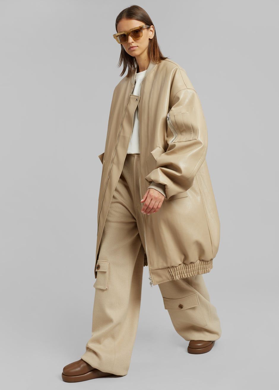Jesse Long Faux Leather Bomber - Beige sold by Frankie Shop product image thumbnail 9