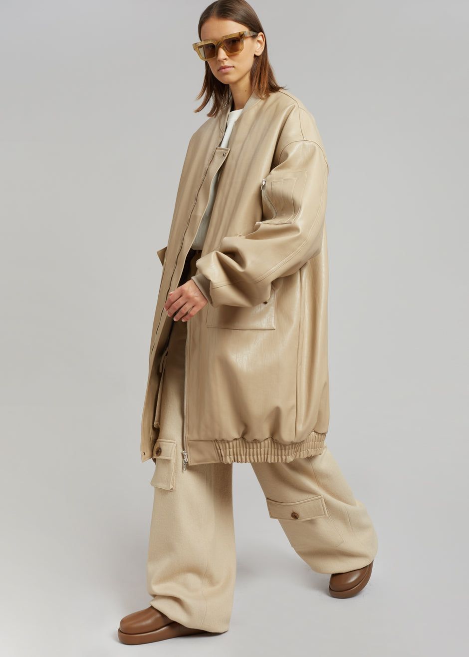 Jesse Long Faux Leather Bomber - Beige sold by Frankie Shop product image thumbnail 3
