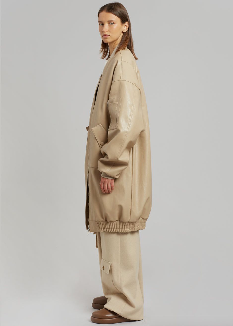 Jesse Long Faux Leather Bomber - Beige sold by Frankie Shop product image thumbnail 5
