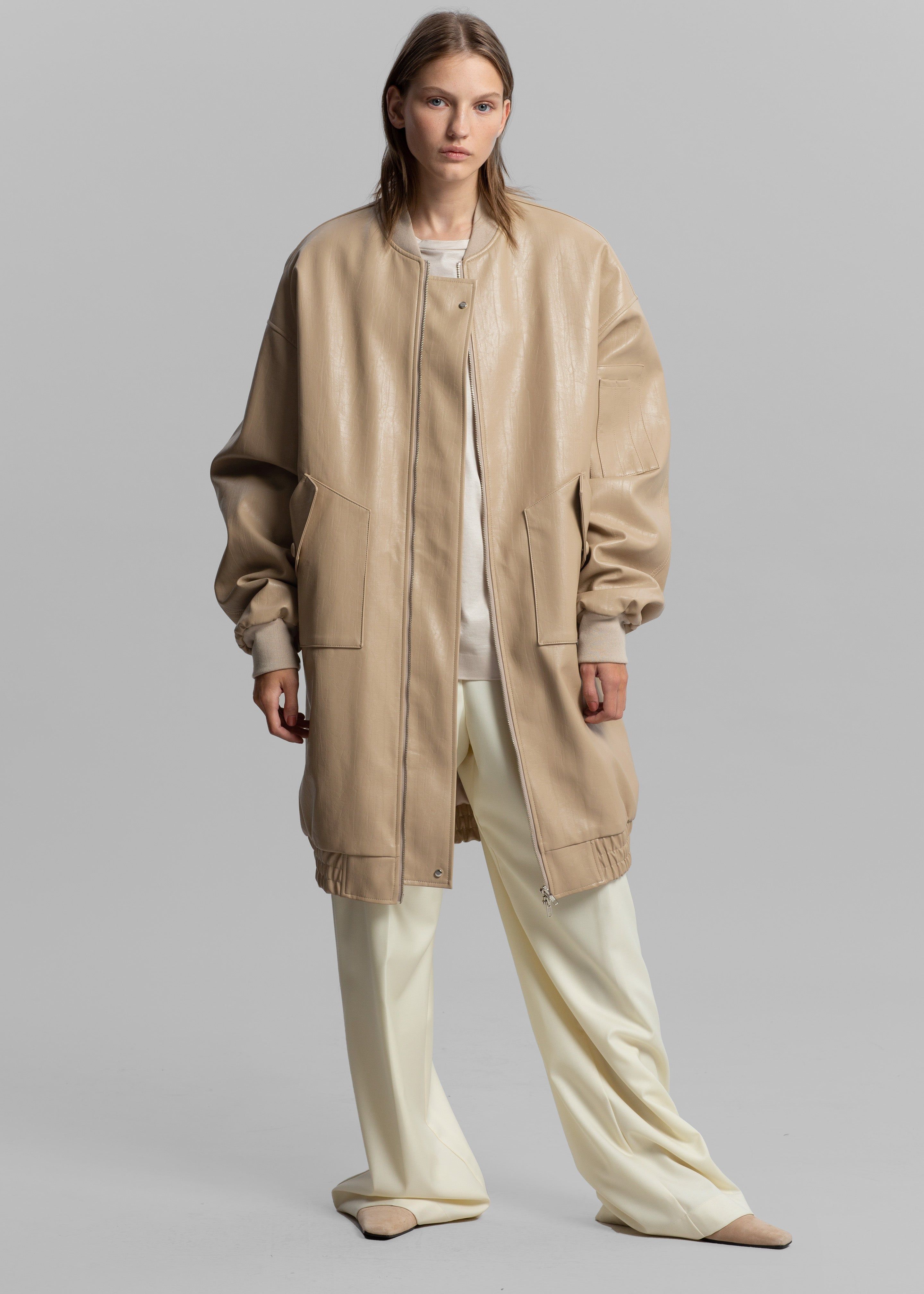 Jesse Long Faux Leather Bomber - Beige sold by Frankie Shop product image thumbnail 17