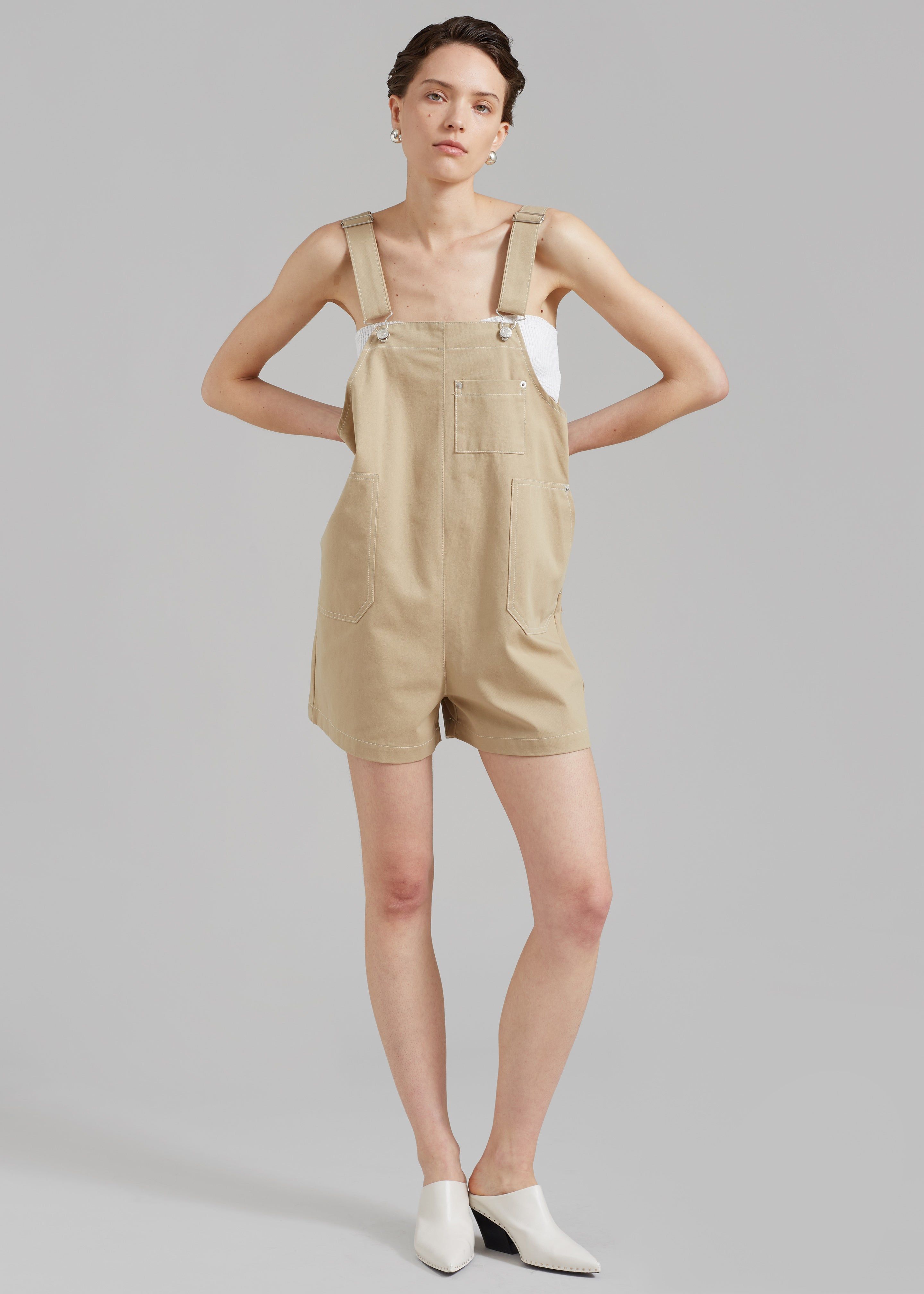 Keeley Overall Shorts - Beige sold by Frankie Shop