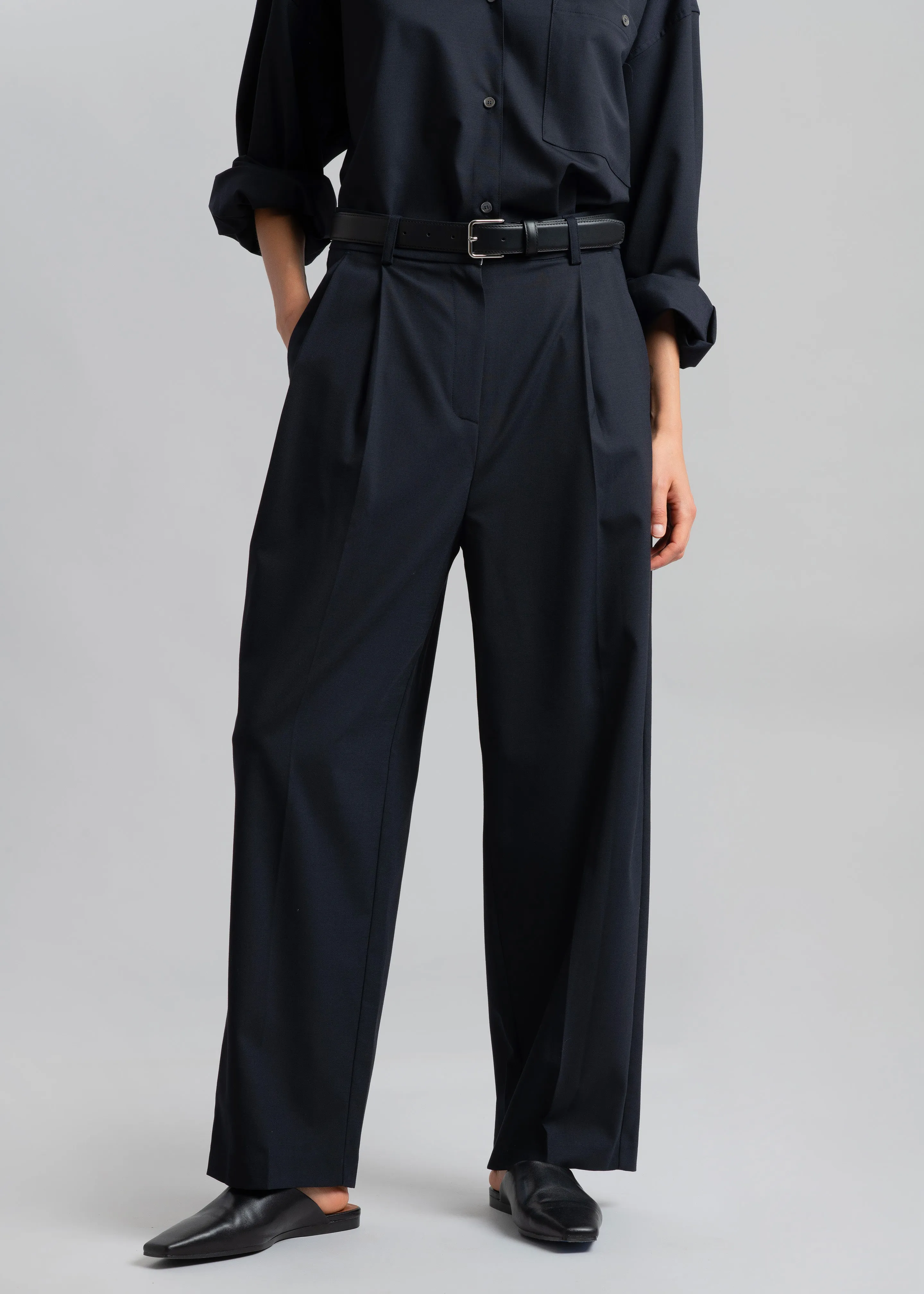 Jour Pleated Pants - Deep Navy sold by Frankie Shop product image thumbnail 3