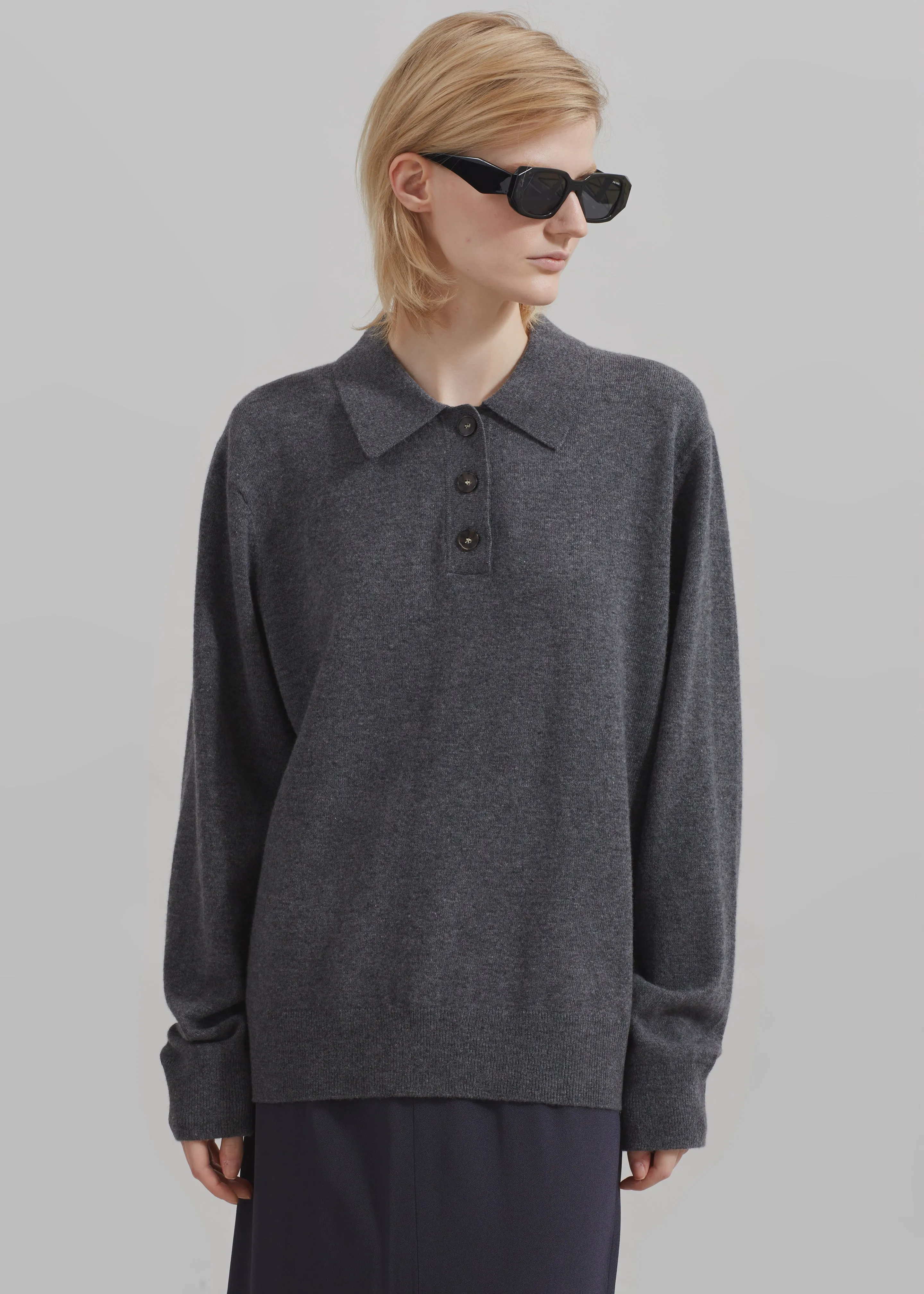 The Garment Como Polo - Grey Melange sold by Frankie Shop