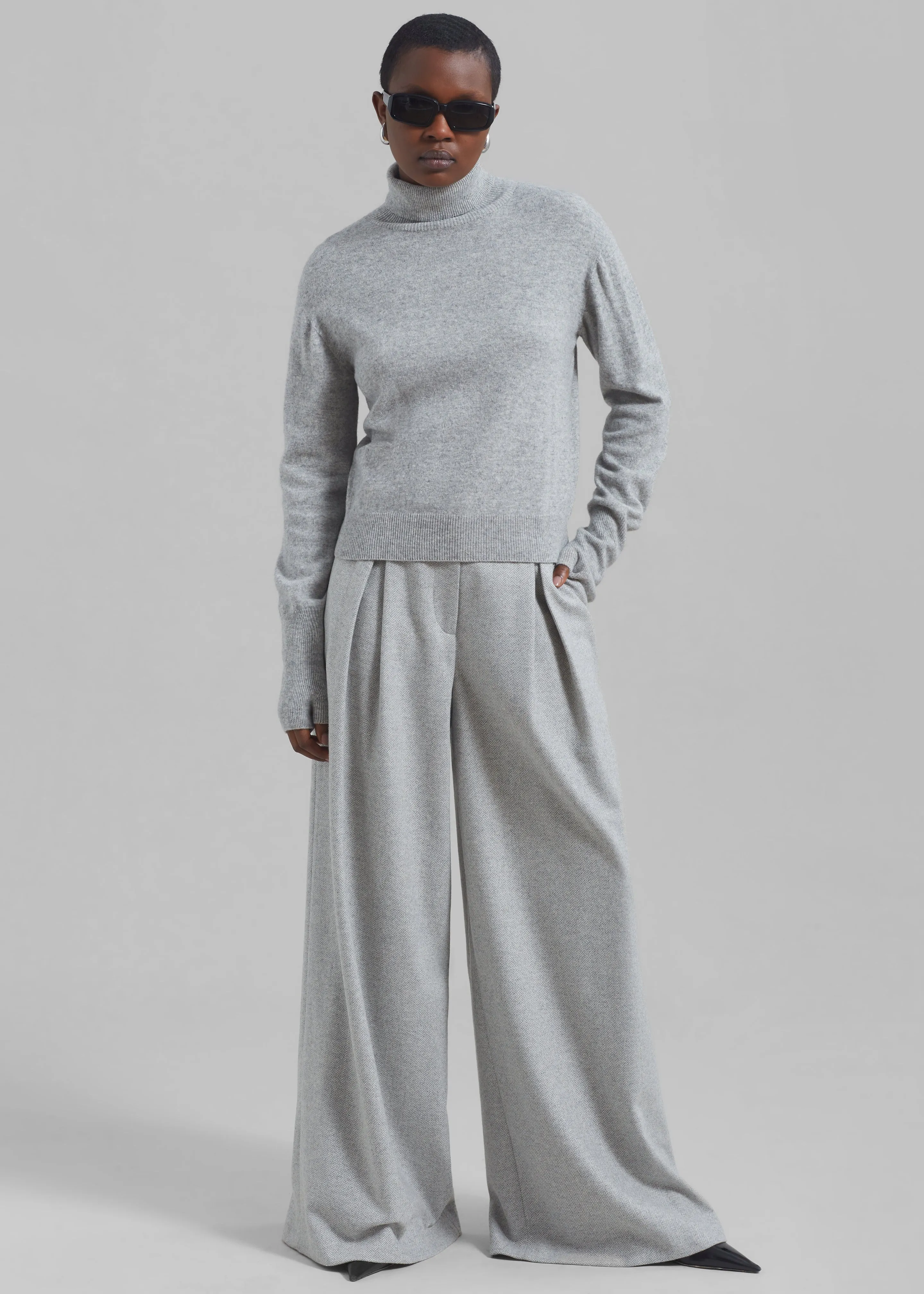 The Garment Trento Pants - Heather Grey Herringbone sold by Frankie Shop