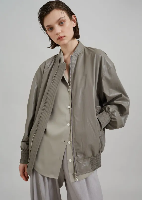 Amber Faux Leather Bomber - Khaki sold by Frankie Shop