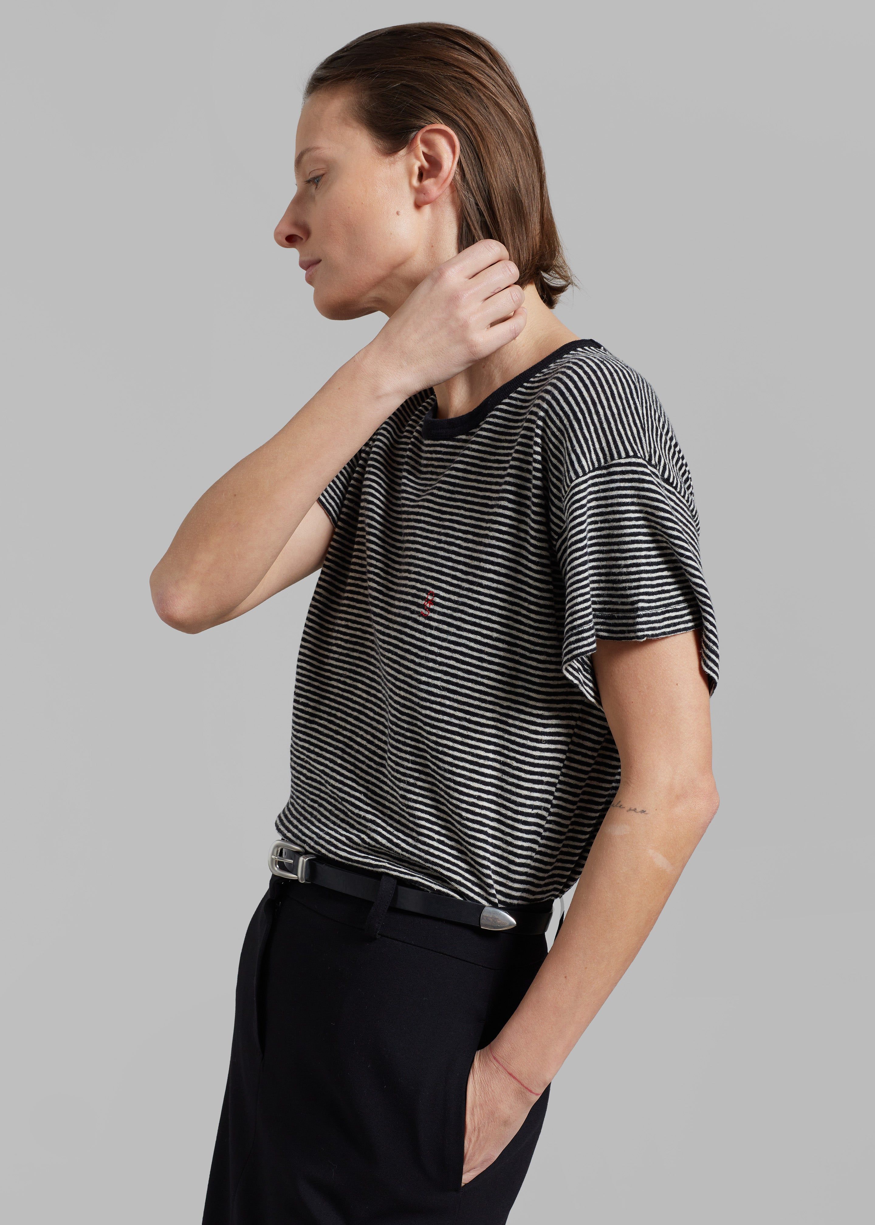Rika Studios Laurent Tee - Black/Ecru Stripe sold by Frankie Shop product image thumbnail 7