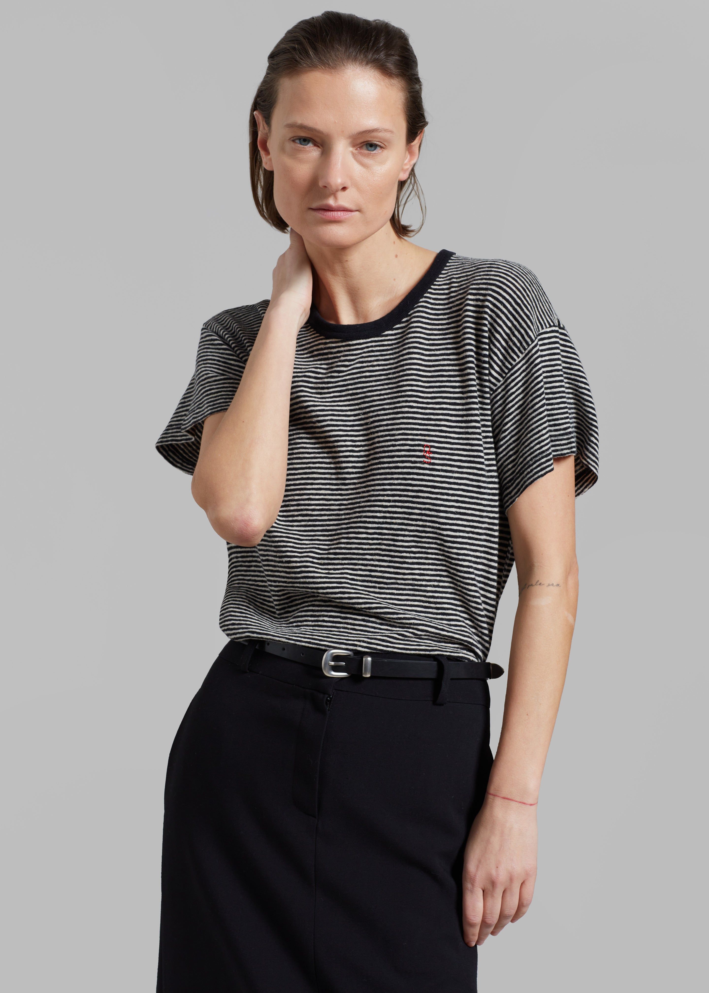 Rika Studios Laurent Tee - Black/Ecru Stripe sold by Frankie Shop product image thumbnail 4