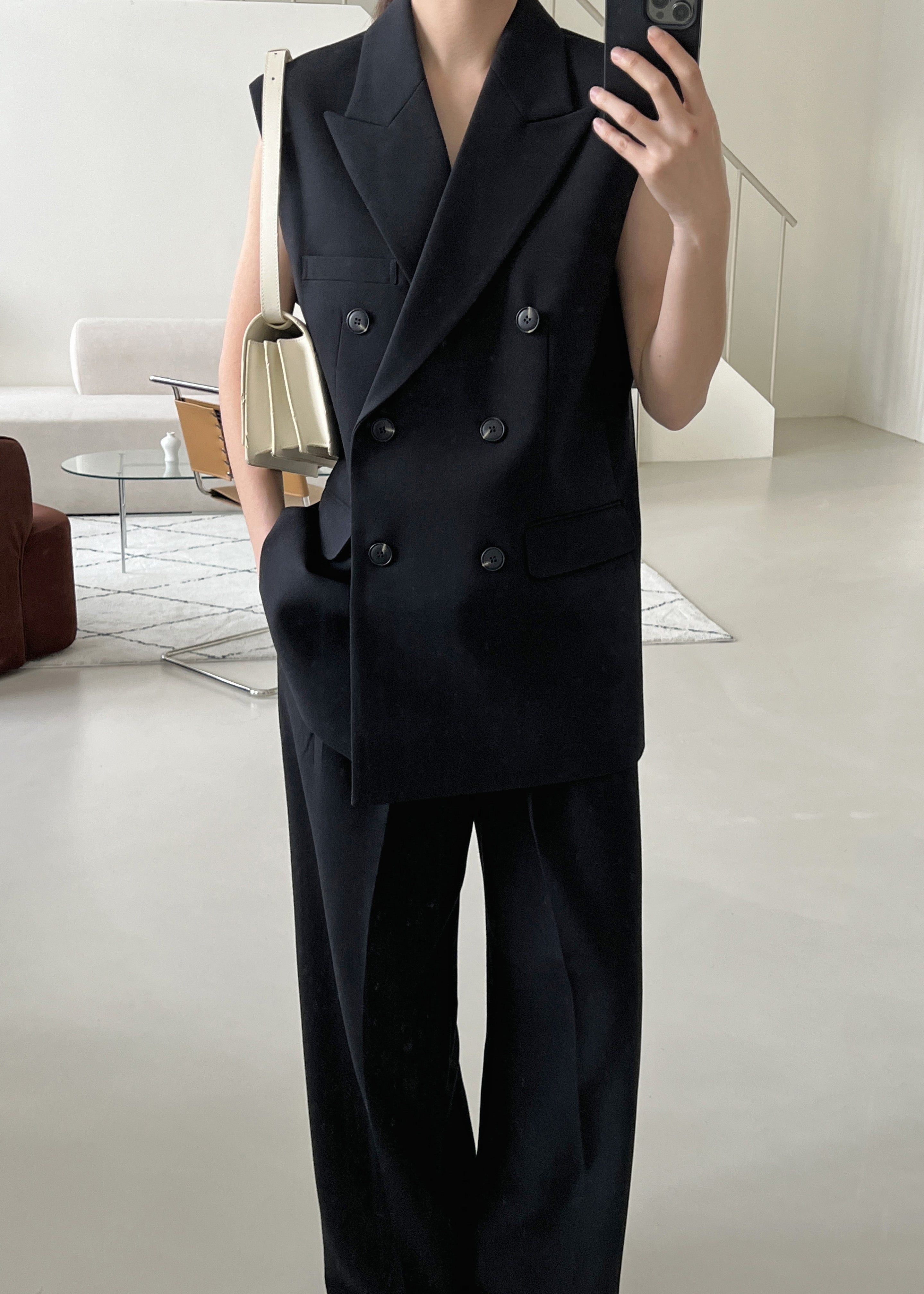 Luxor Double Breasted Vest - Black sold by Frankie Shop product image thumbnail 6