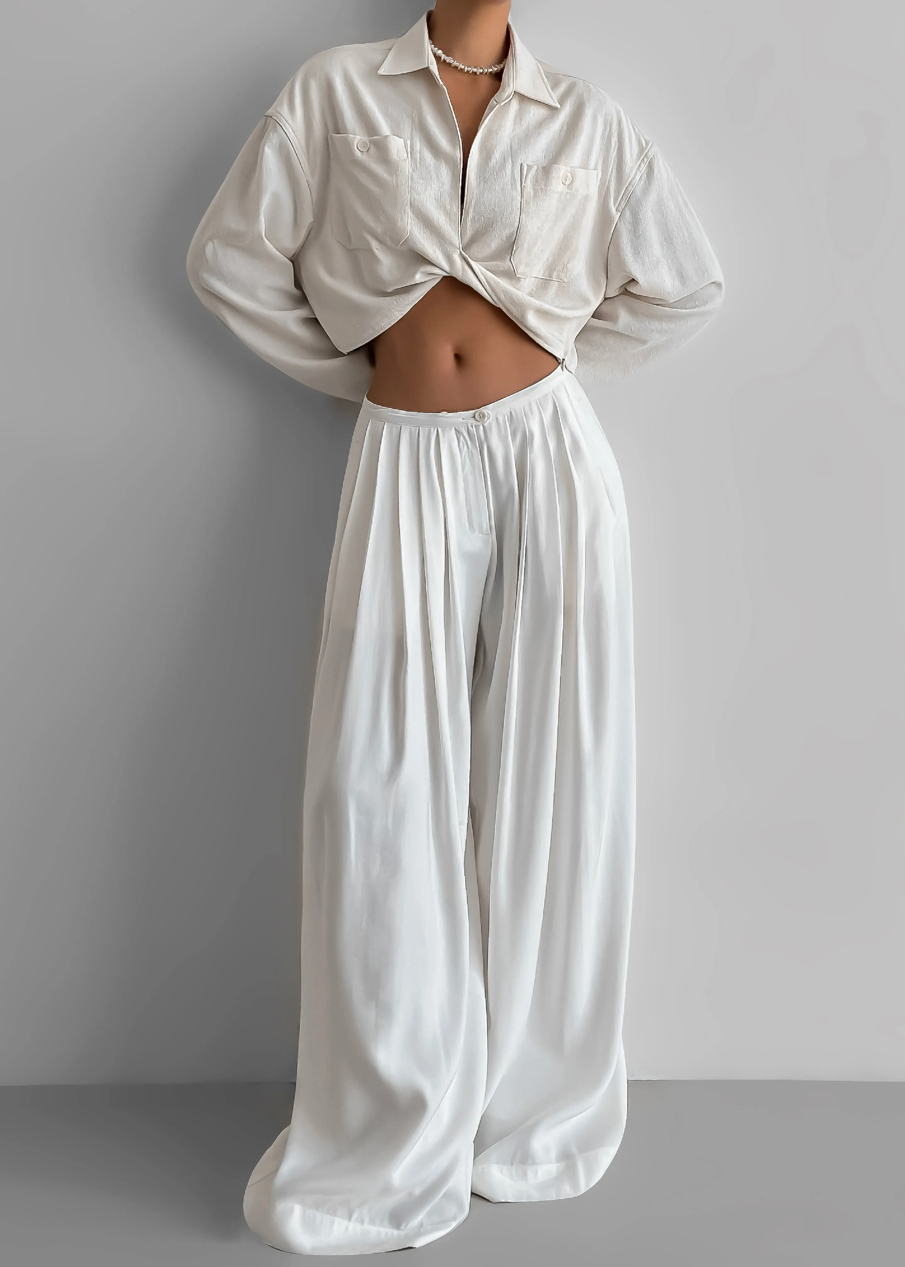 Sloane Wide Leg Trousers - White sold by Frankie Shop