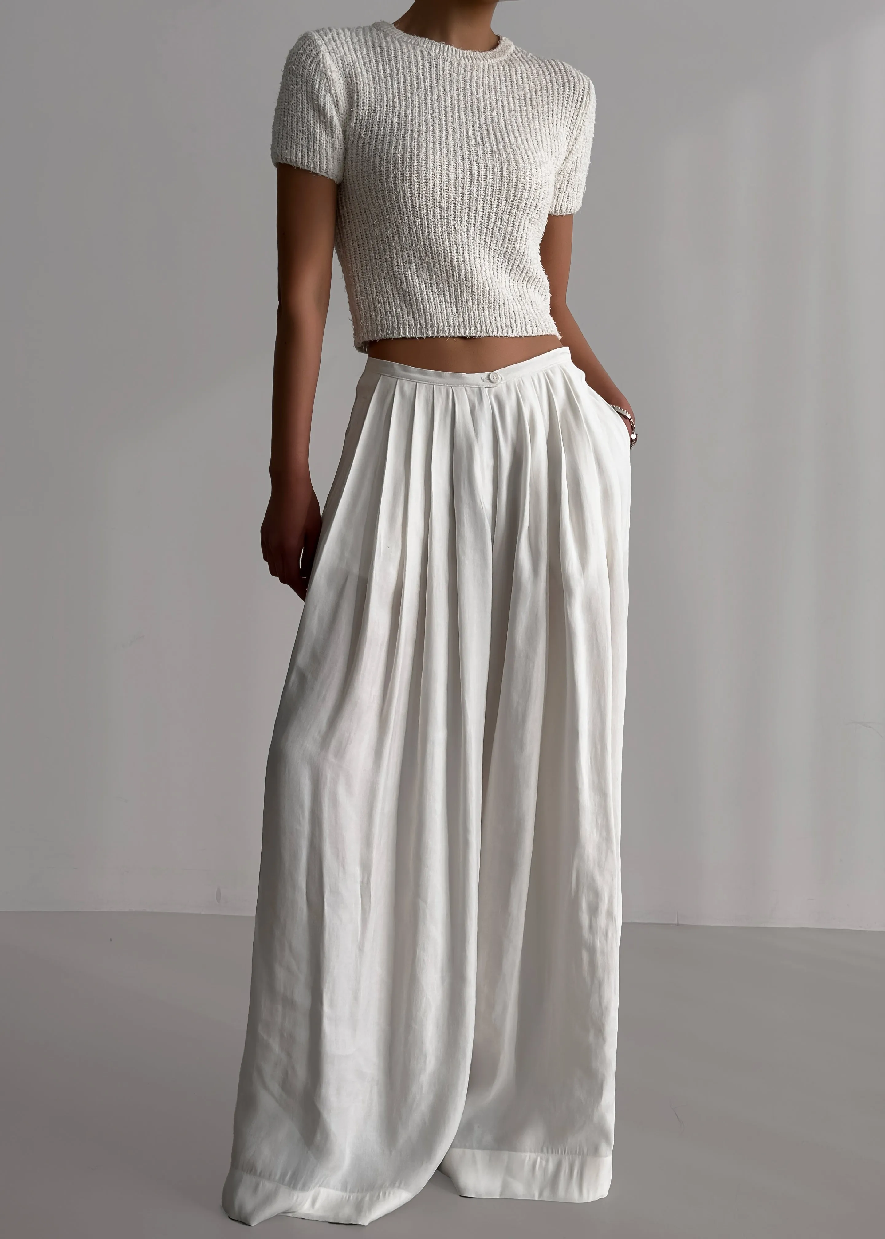 Sloane Wide Leg Trousers - White sold by Frankie Shop product image thumbnail 3