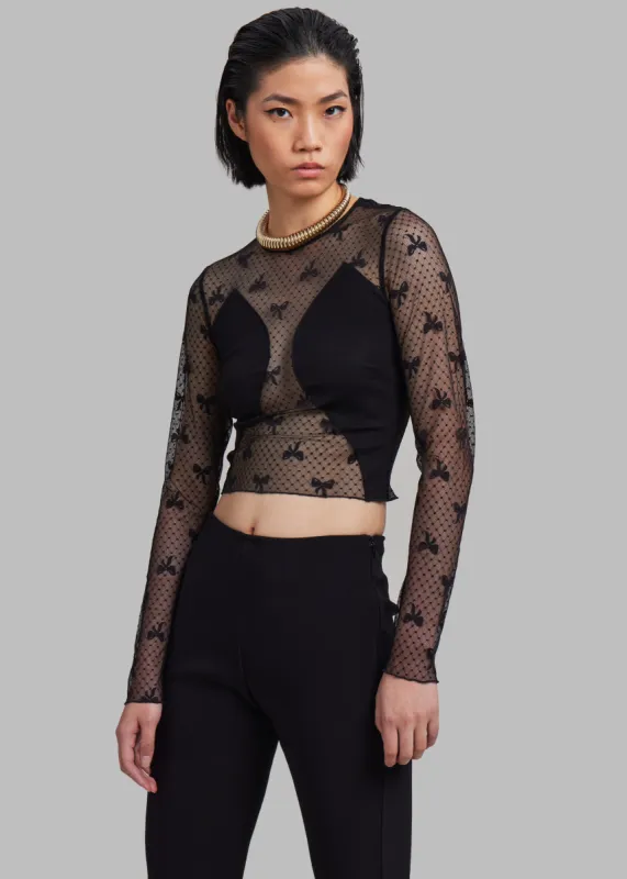 ROTATE Contrast Long Sleeve Top - Black sold by Frankie Shop
