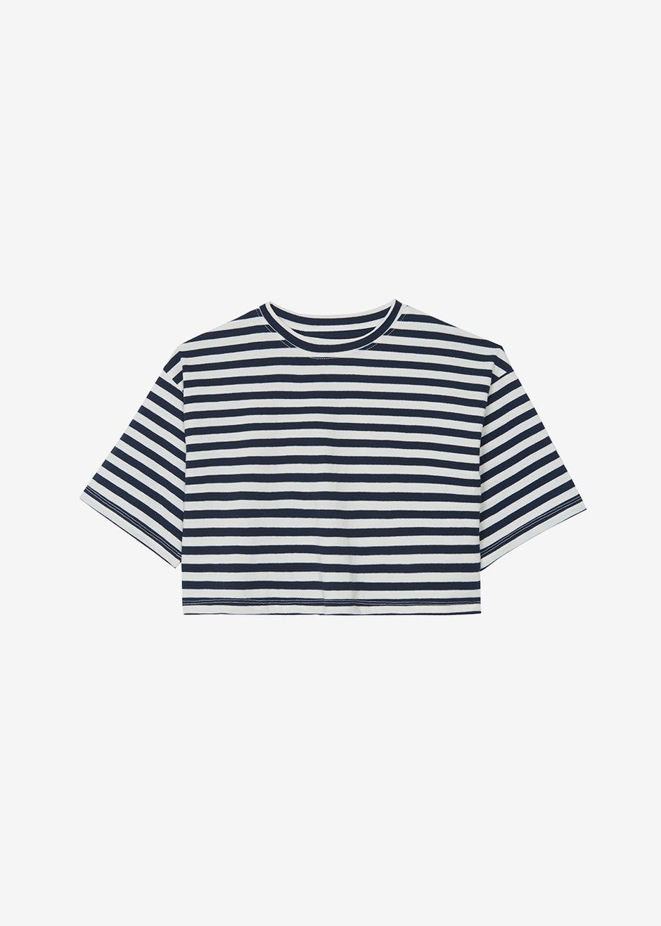 Karina Cropped T-Shirt - Navy/Off White sold by Frankie Shop product image thumbnail 6