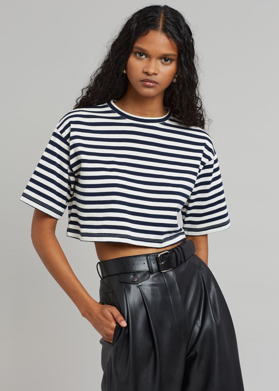 Karina Cropped T-Shirt - Navy/Off White sold by Frankie Shop product image thumbnail 2