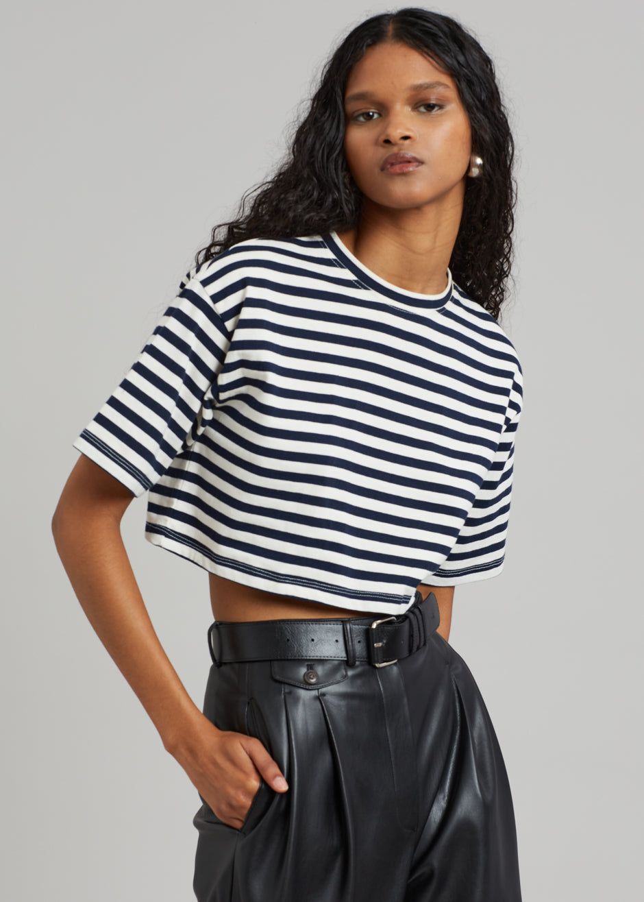Karina Cropped T-Shirt - Navy/Off White sold by Frankie Shop product image thumbnail 4