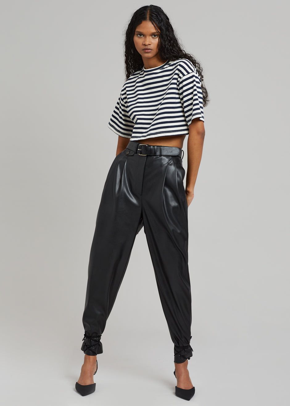 Karina Cropped T-Shirt - Navy/Off White sold by Frankie Shop