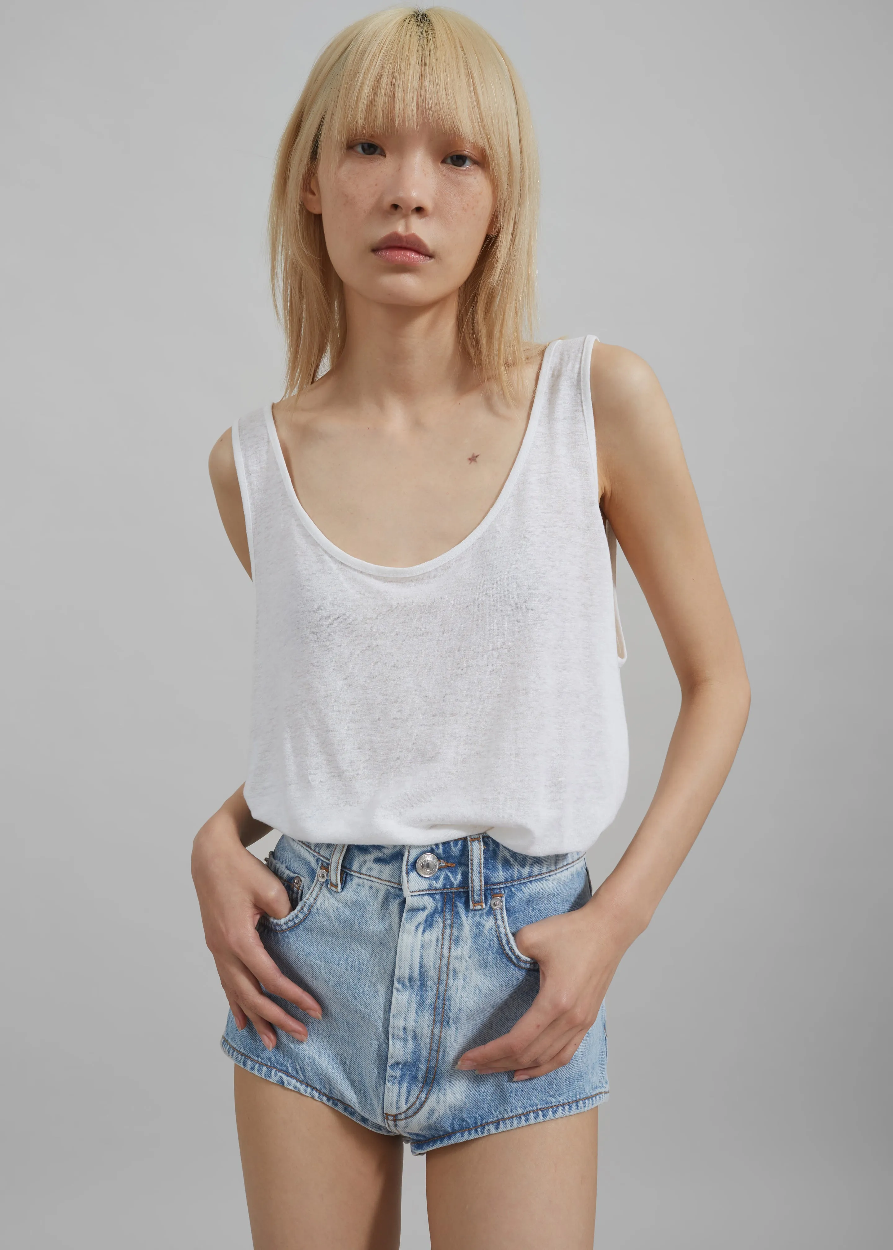 Josie Scoop Neck Tank Top - White sold by Frankie Shop