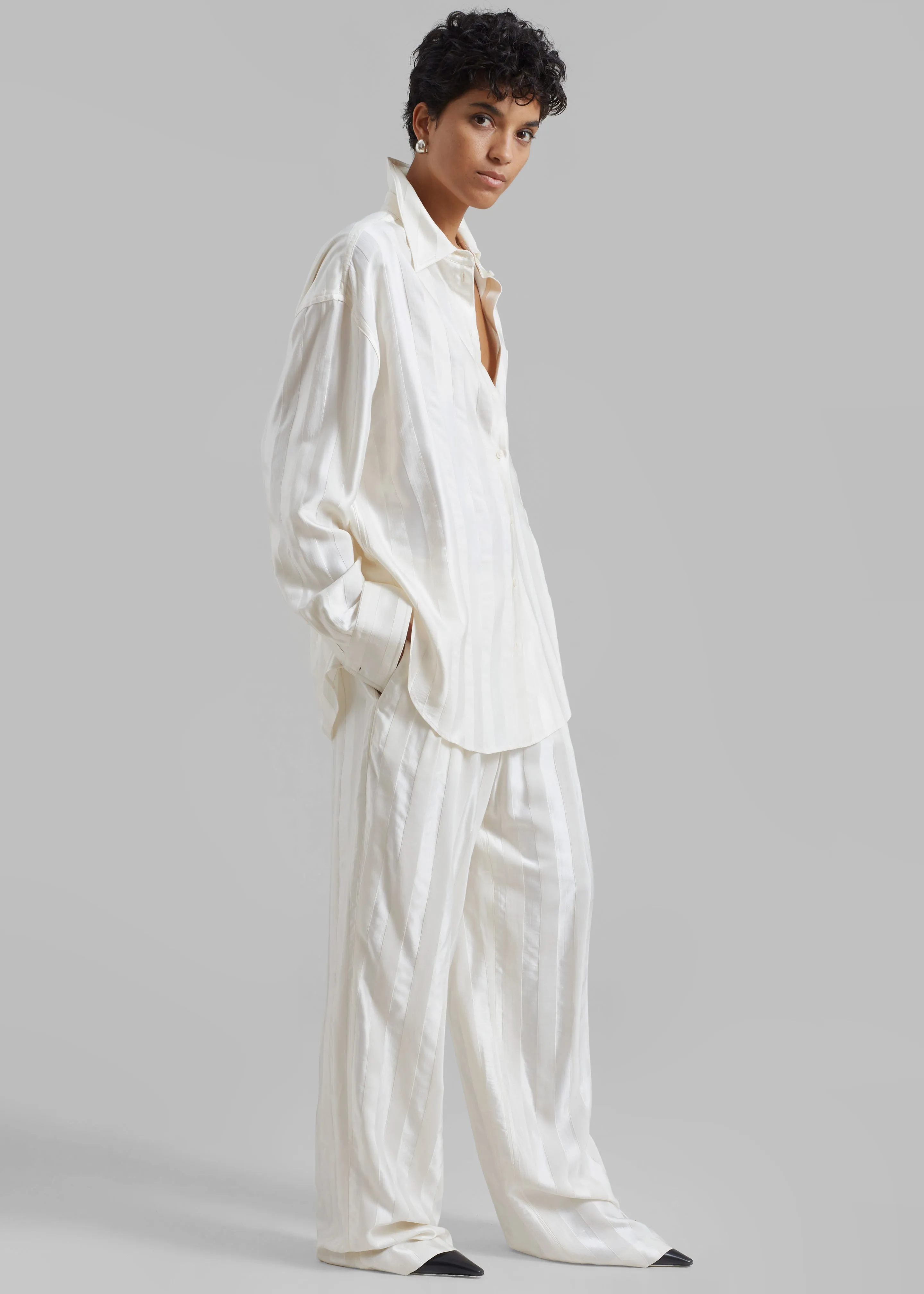 Loulou Studio Siaro Wide Leg Pants - Ivory sold by Frankie Shop product image thumbnail 5