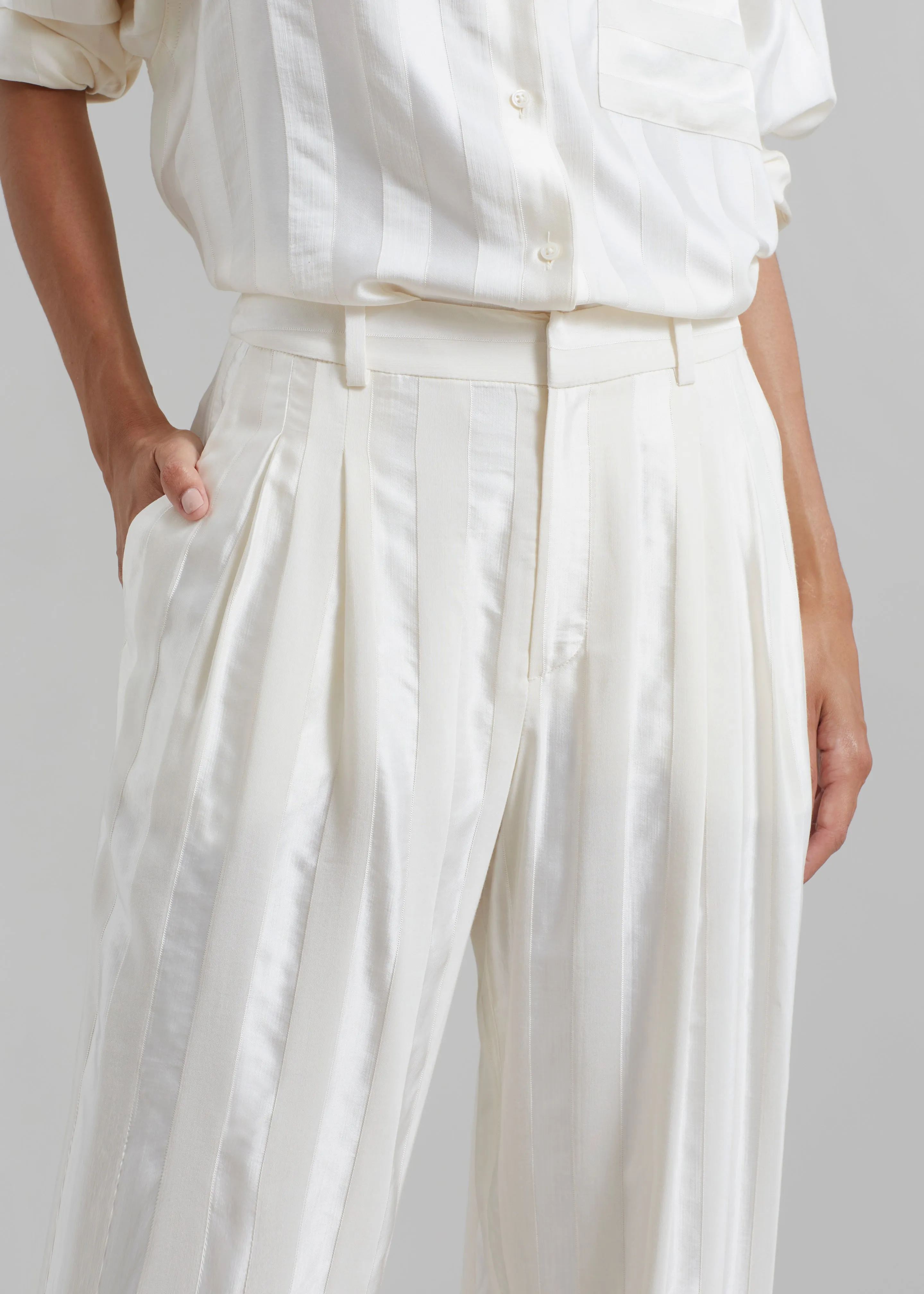 Loulou Studio Siaro Wide Leg Pants - Ivory sold by Frankie Shop product image thumbnail 3