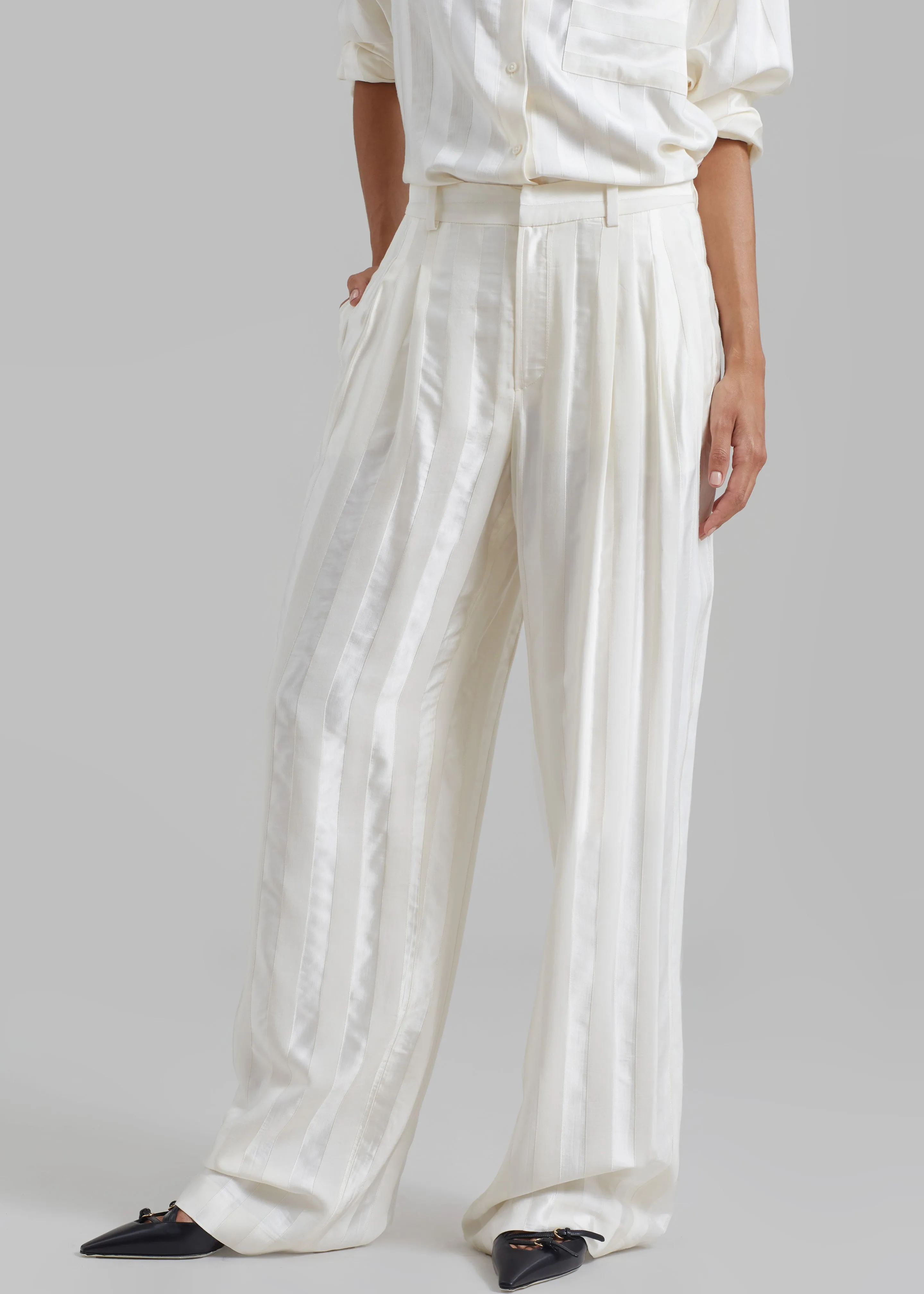 Loulou Studio Siaro Wide Leg Pants - Ivory sold by Frankie Shop product image thumbnail 2