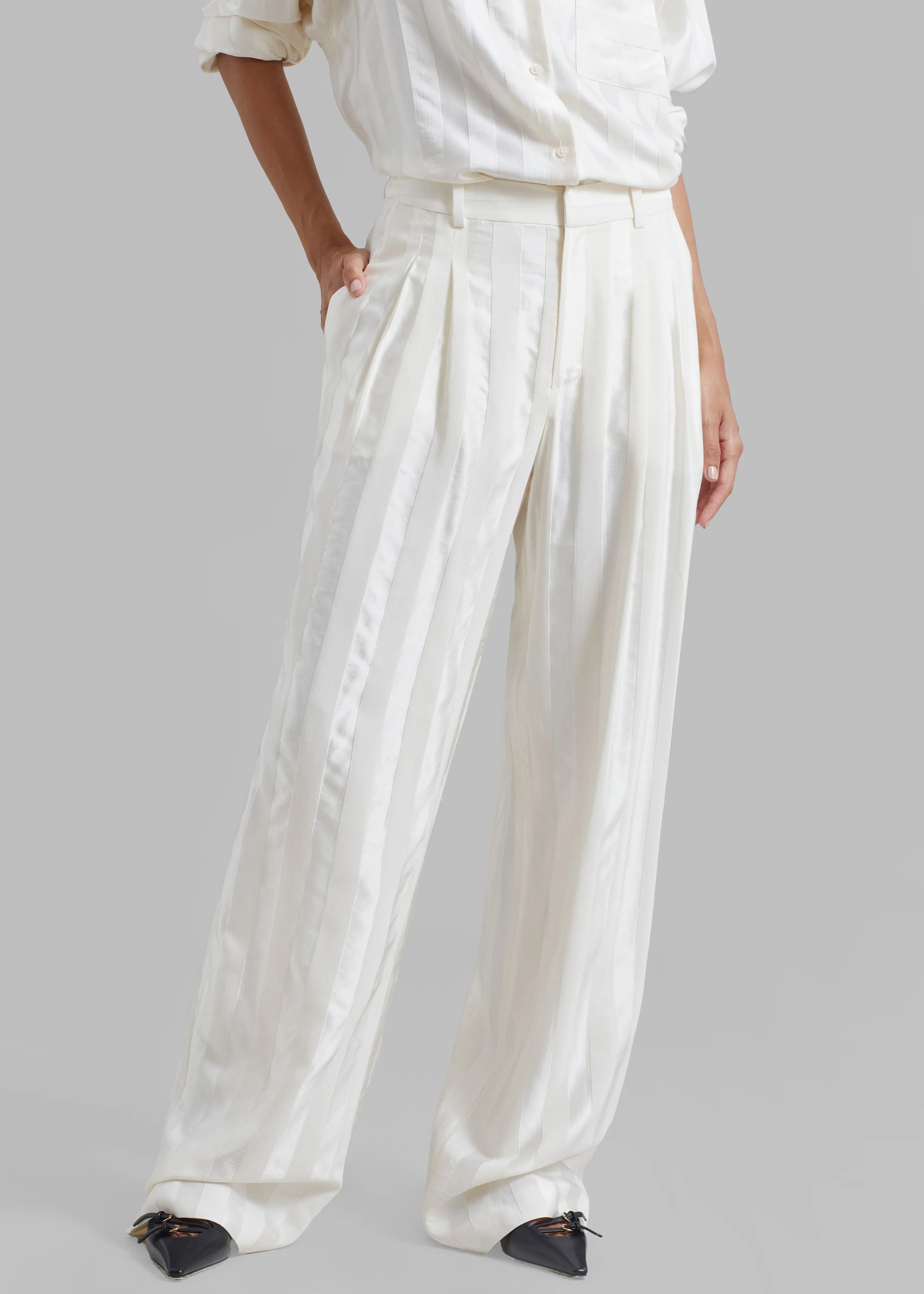 Loulou Studio Siaro Wide Leg Pants - Ivory sold by Frankie Shop product image thumbnail 4