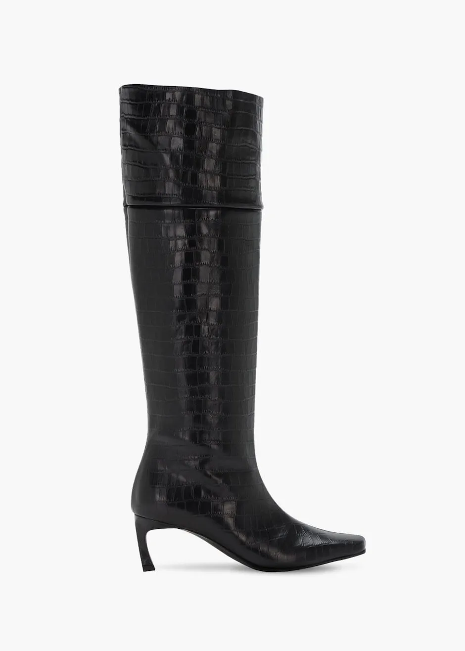 Reike Nen Embossed Leather Tall Boots - Black sold by Frankie Shop