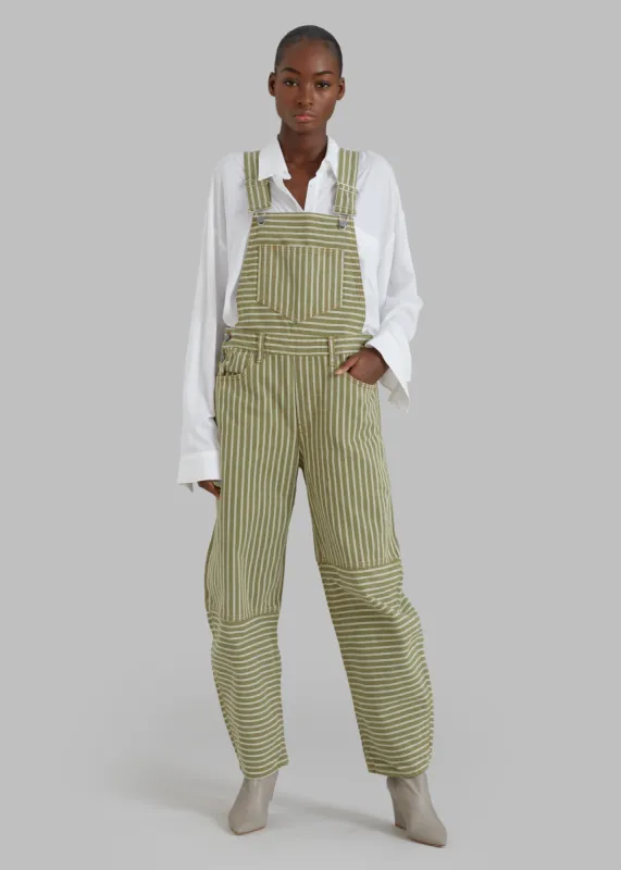 GANNI Stripe Denim Overalls - Stripe Loden Green sold by Frankie Shop