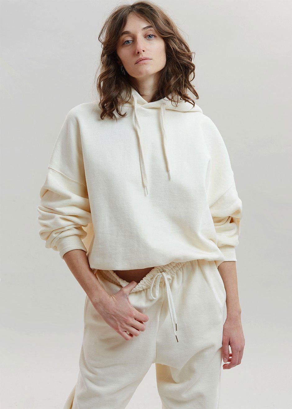Vanessa Drop Shoulder Hoodie - Vanilla sold by Frankie Shop