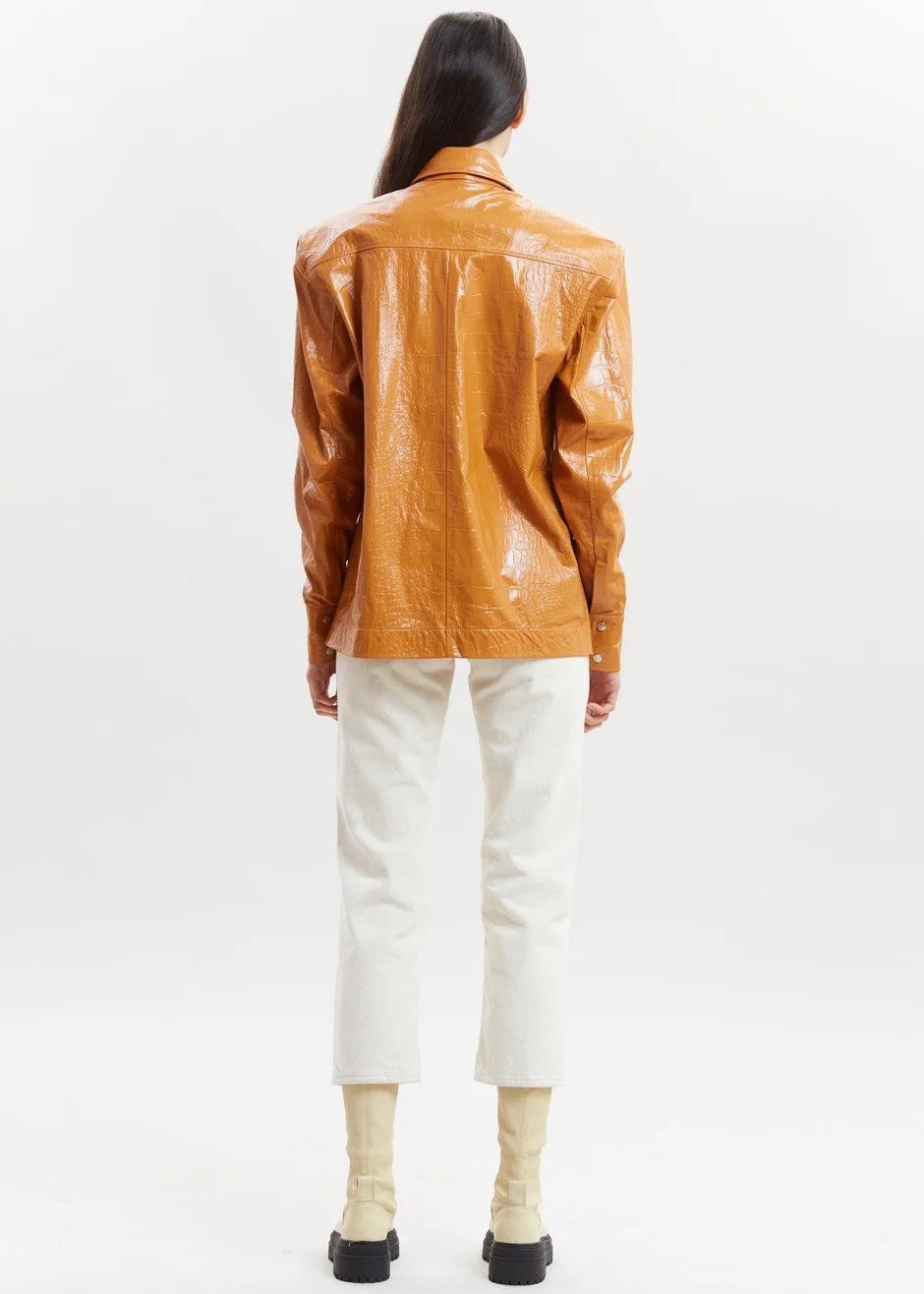 REMAIN Carina Leather Shirt - Topaz sold by Frankie Shop product image thumbnail 5
